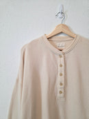 Cream Oversized Henley Sweater (XS)