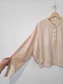 Cream Oversized Henley Sweater (XS)