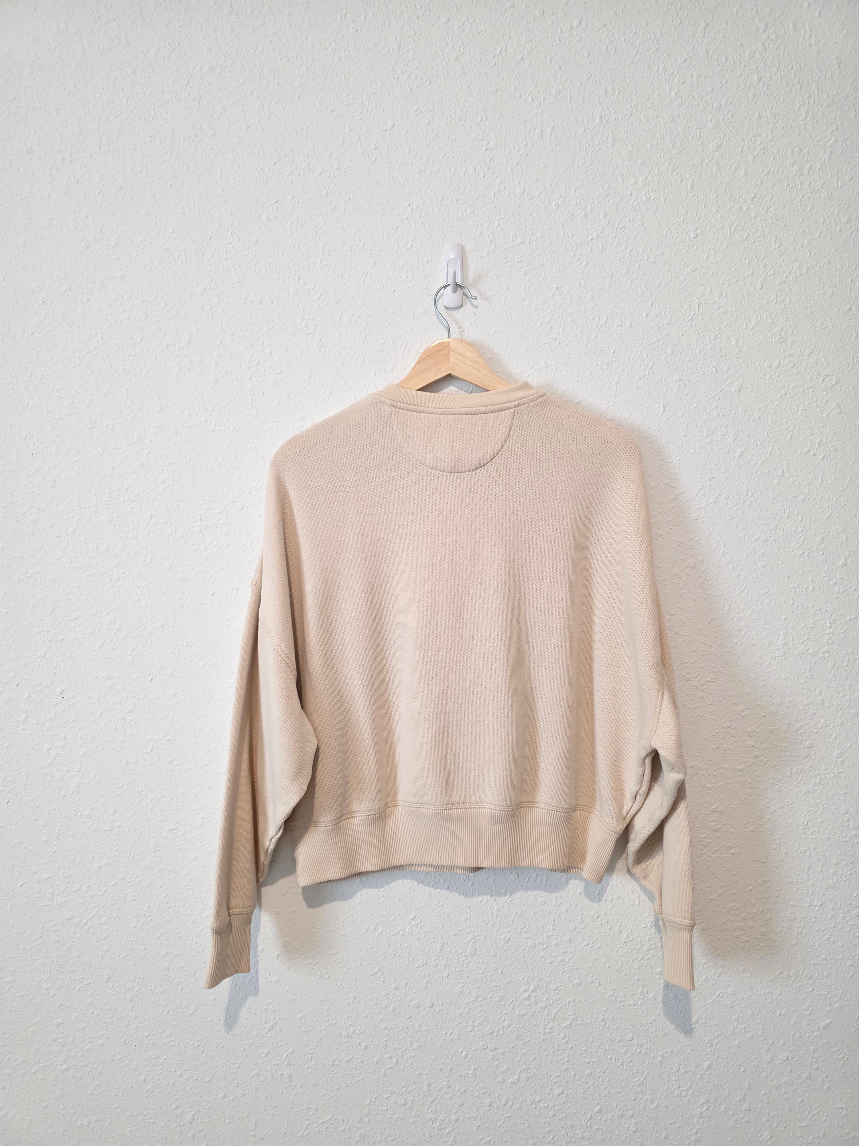 Cream Oversized Henley Sweater (XS)