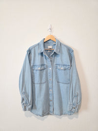 Denim Button Up Shirt Jacket (L)