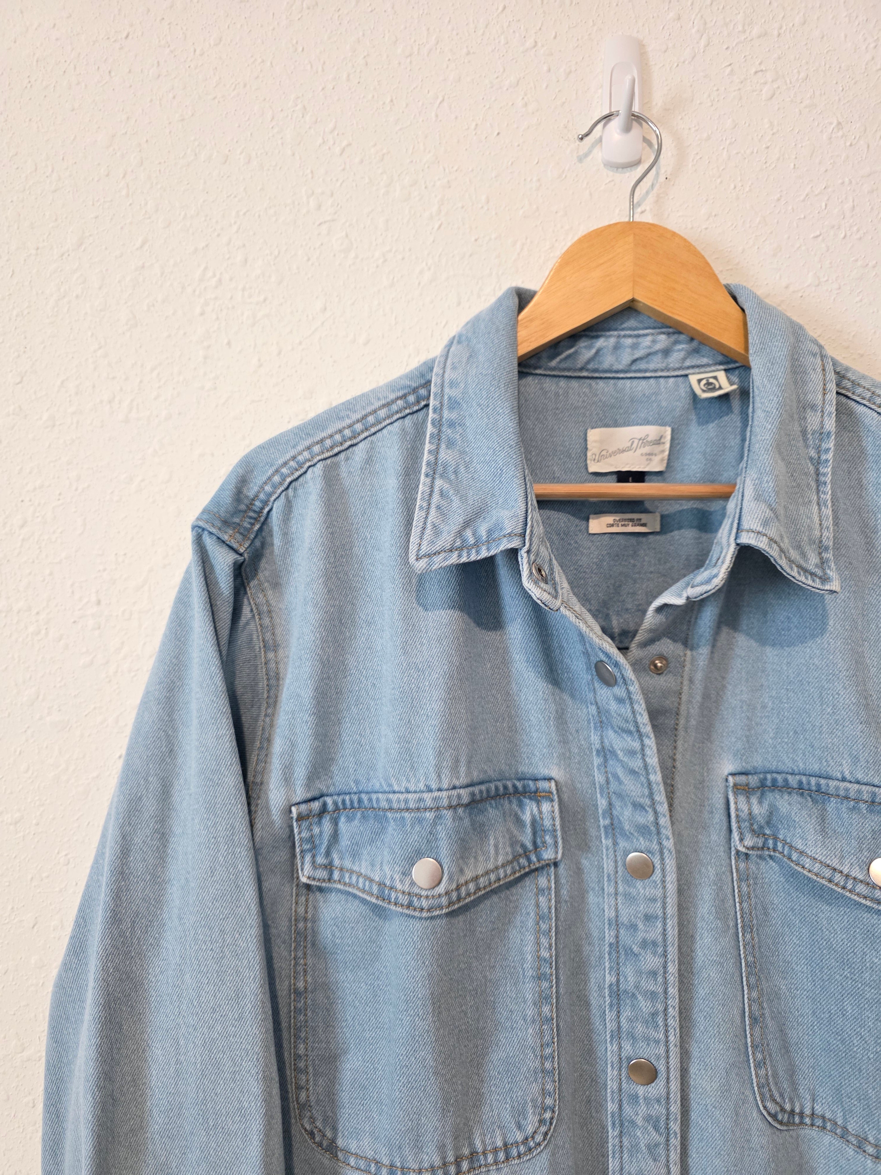Denim Button Up Shirt Jacket (L)
