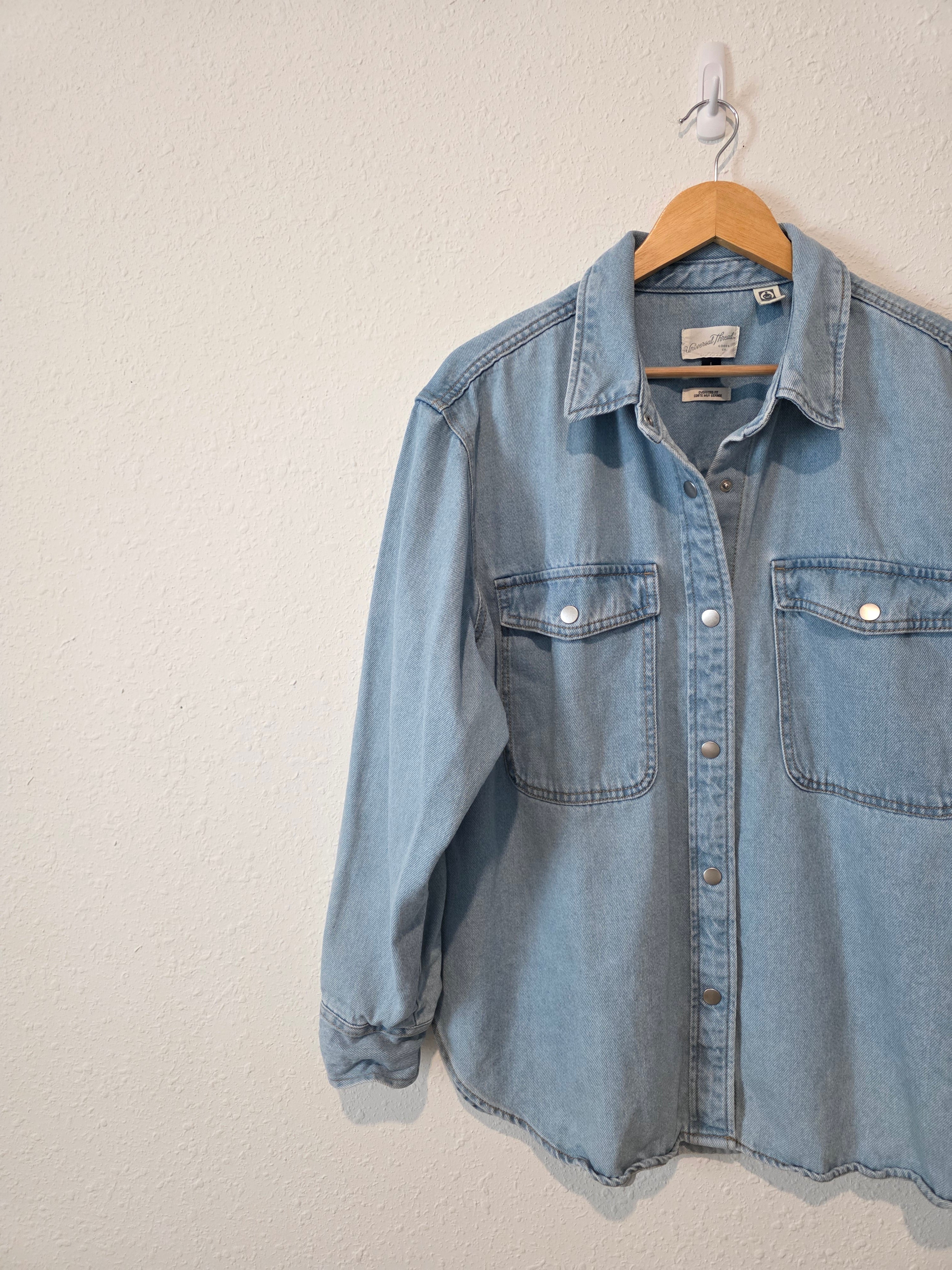 Denim Button Up Shirt Jacket (L)