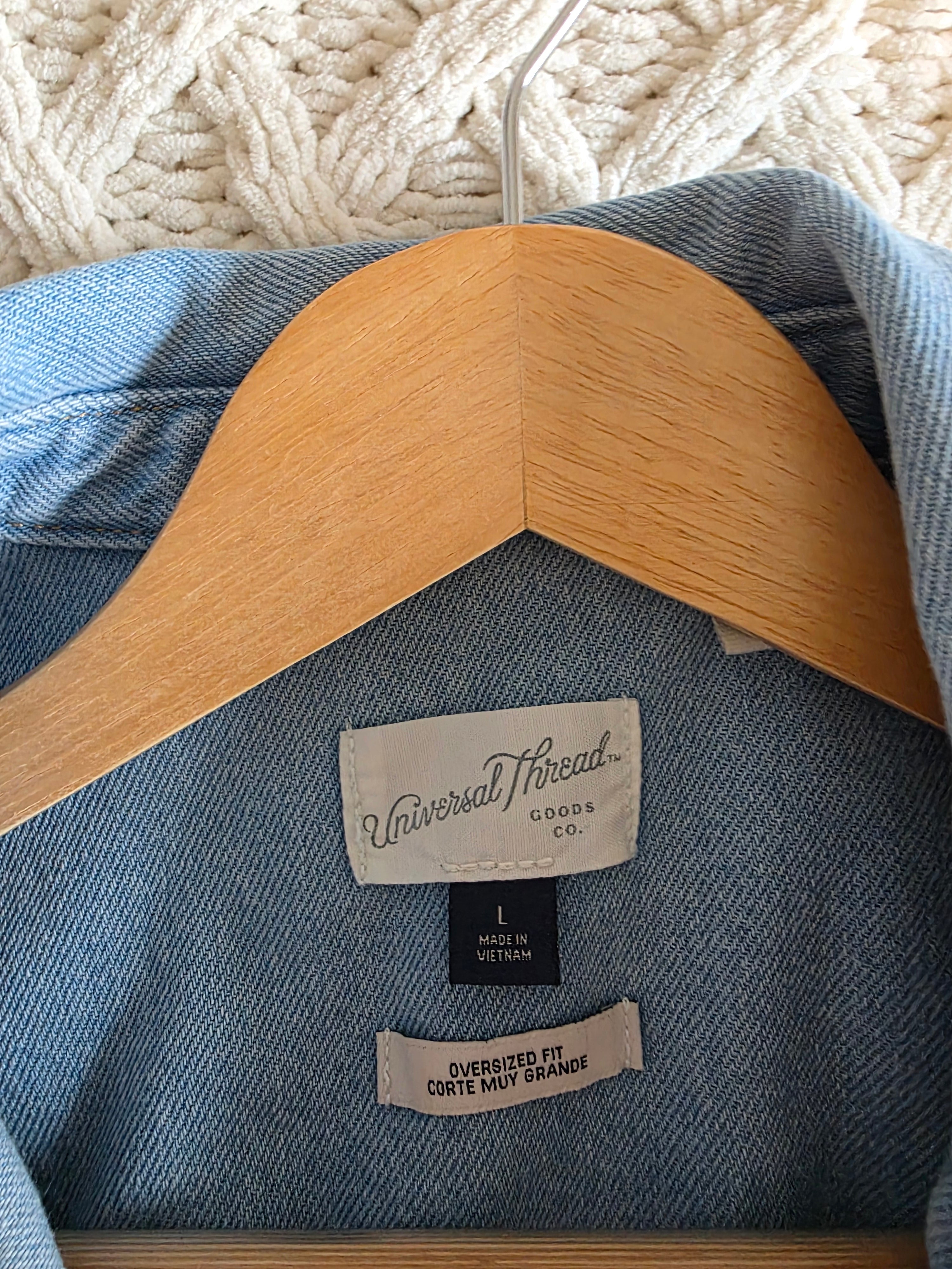 Denim Button Up Shirt Jacket (L)