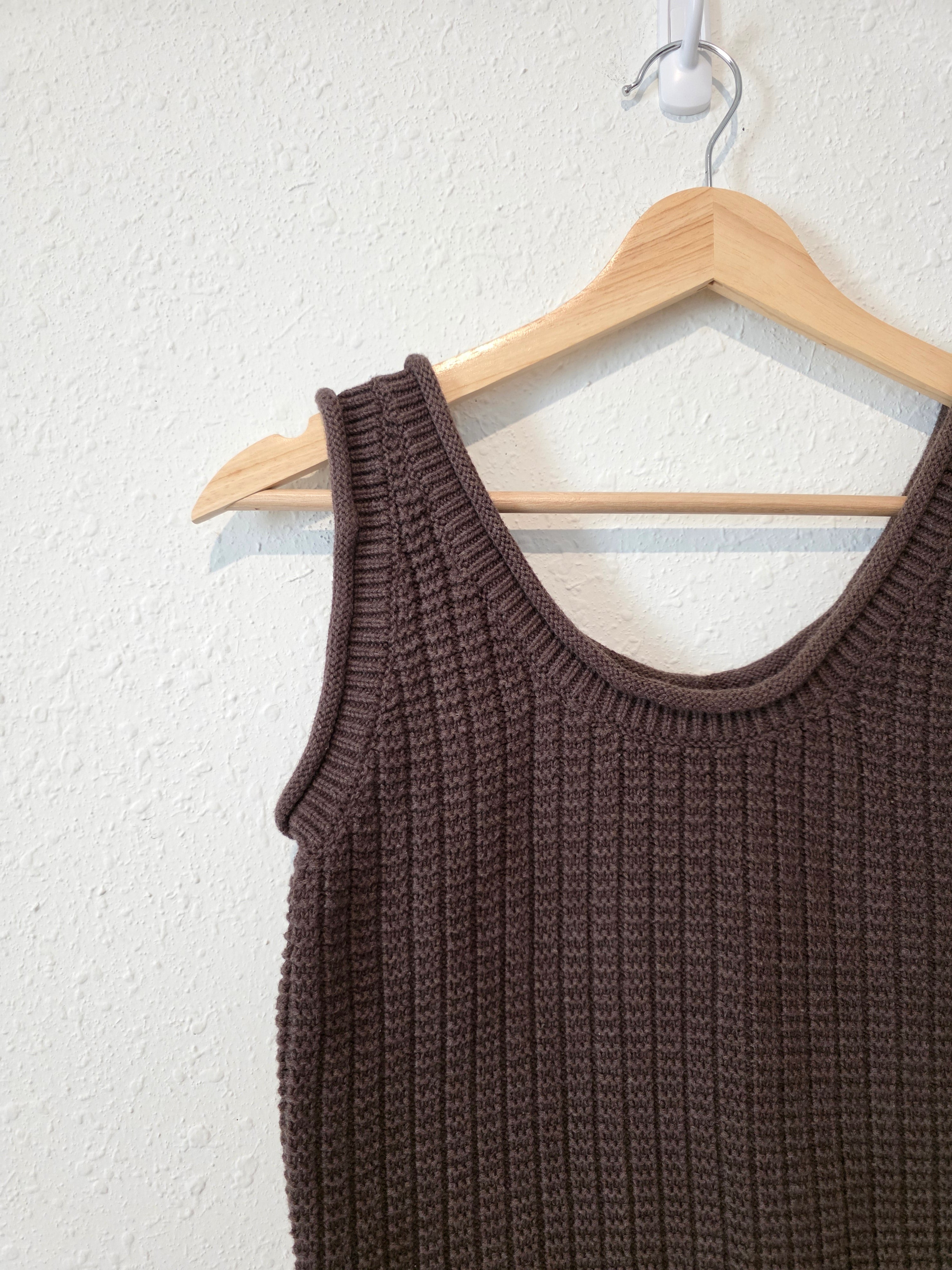 Quince Brown Waffle Sweater Tank (M)