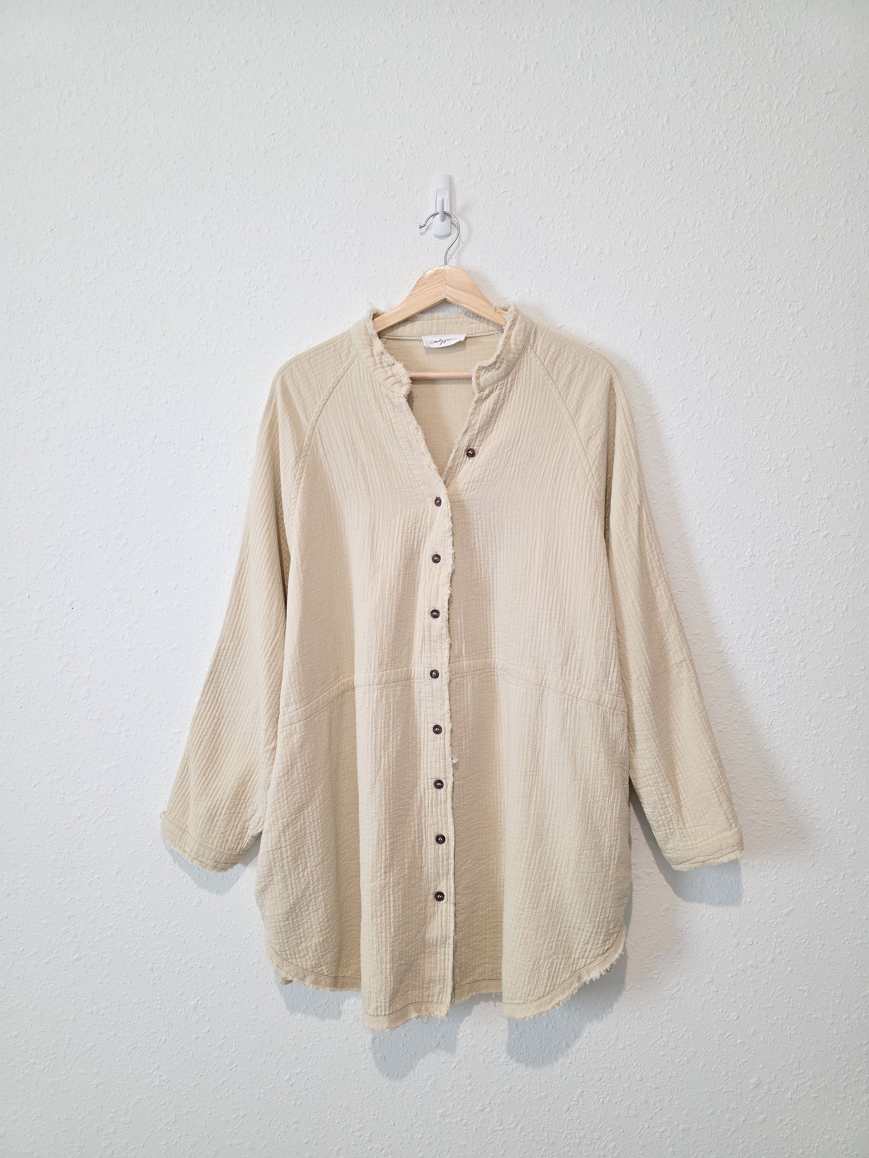 Carly Jean Textured Cotton Button Up (XL)
