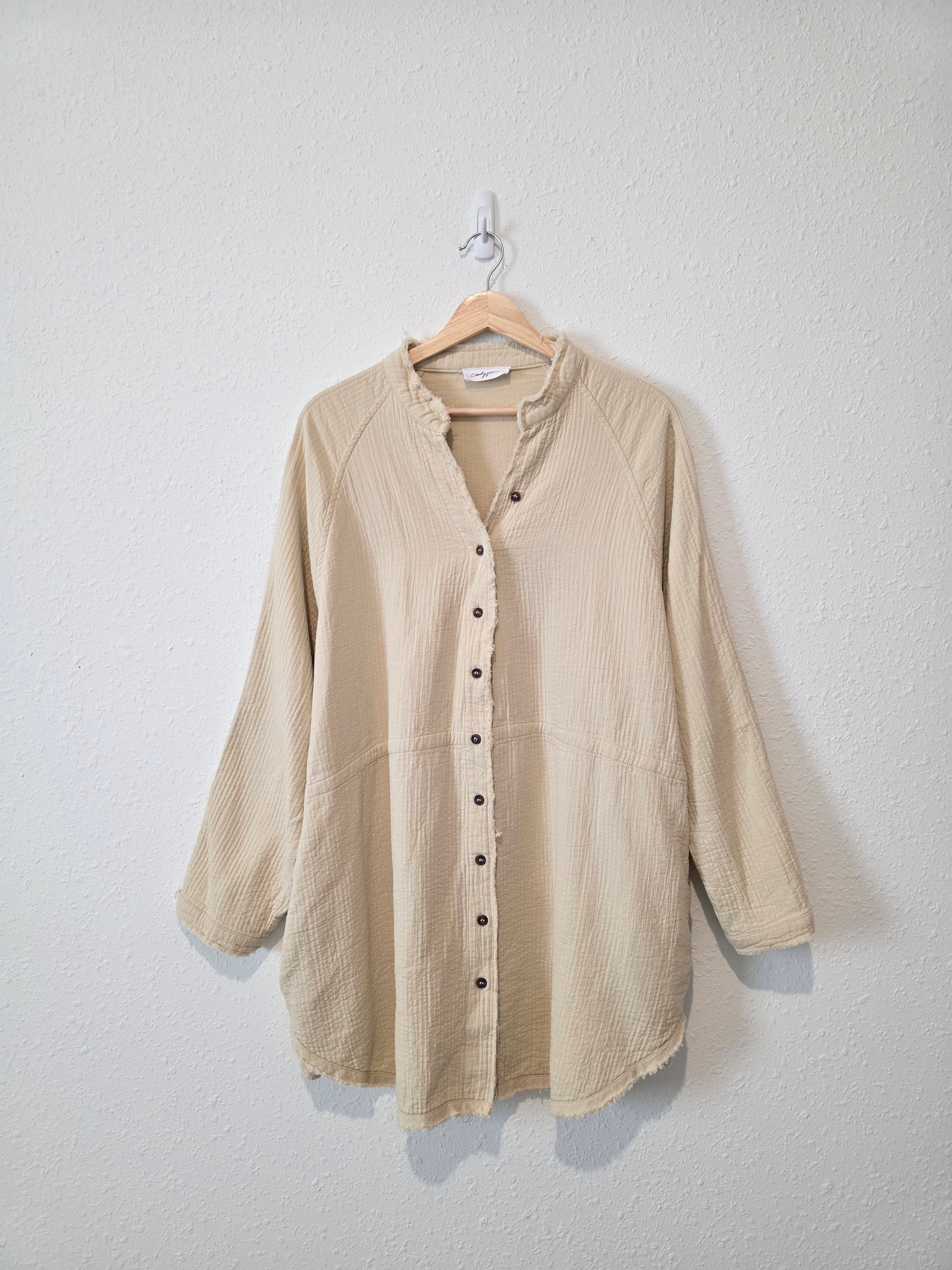 Carly Jean Textured Cotton Button Up (XL)
