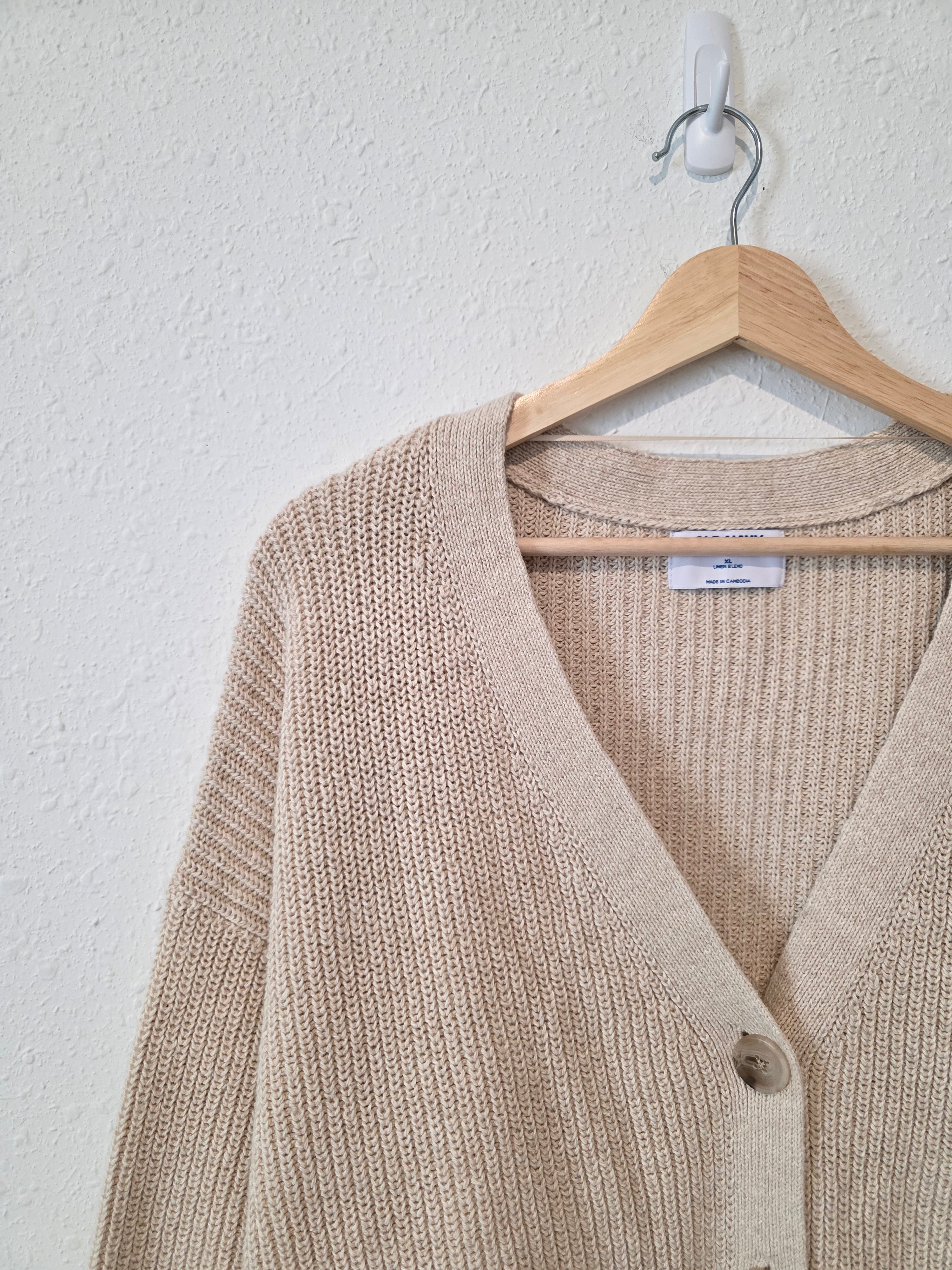 Cotton Linen Cardigan Sweater (XL)