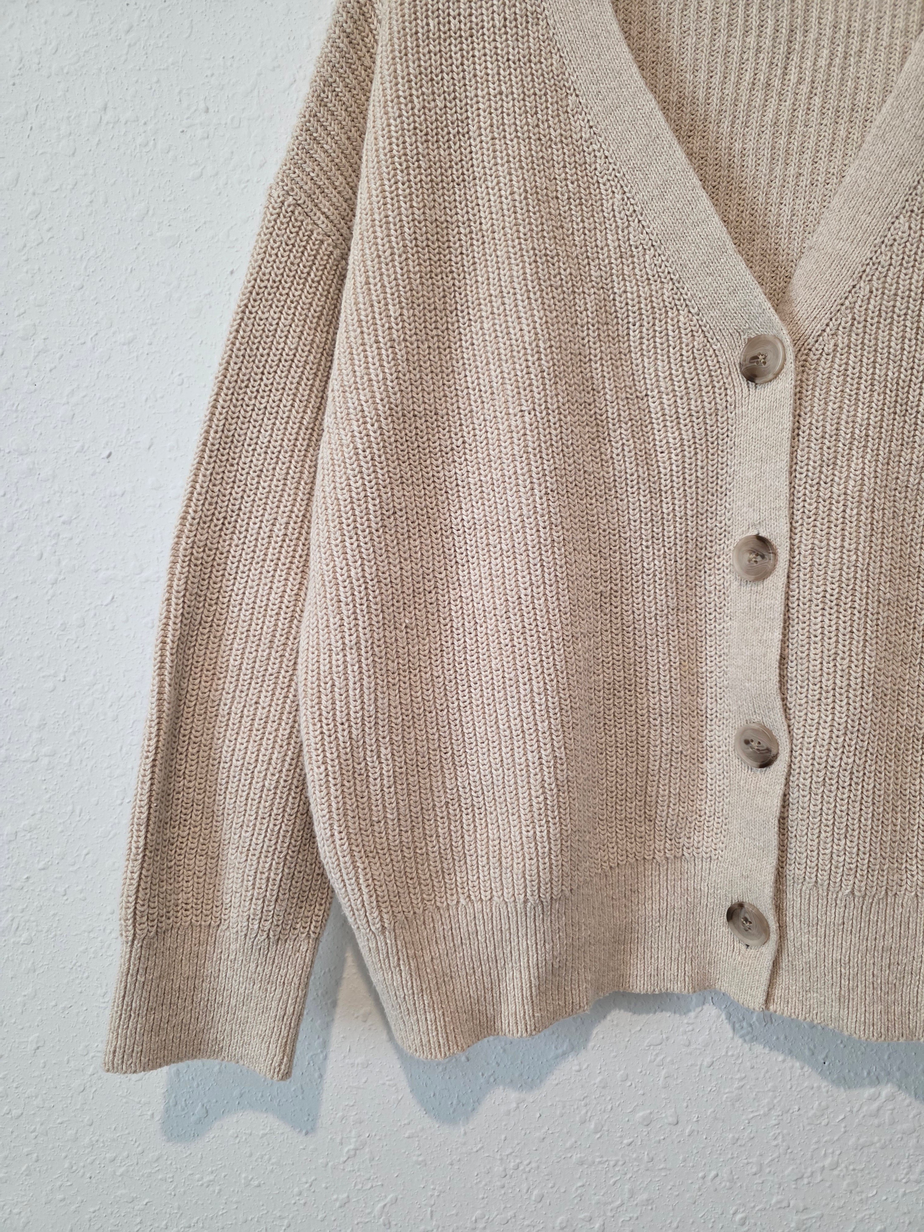 Cotton Linen Cardigan Sweater (XL)