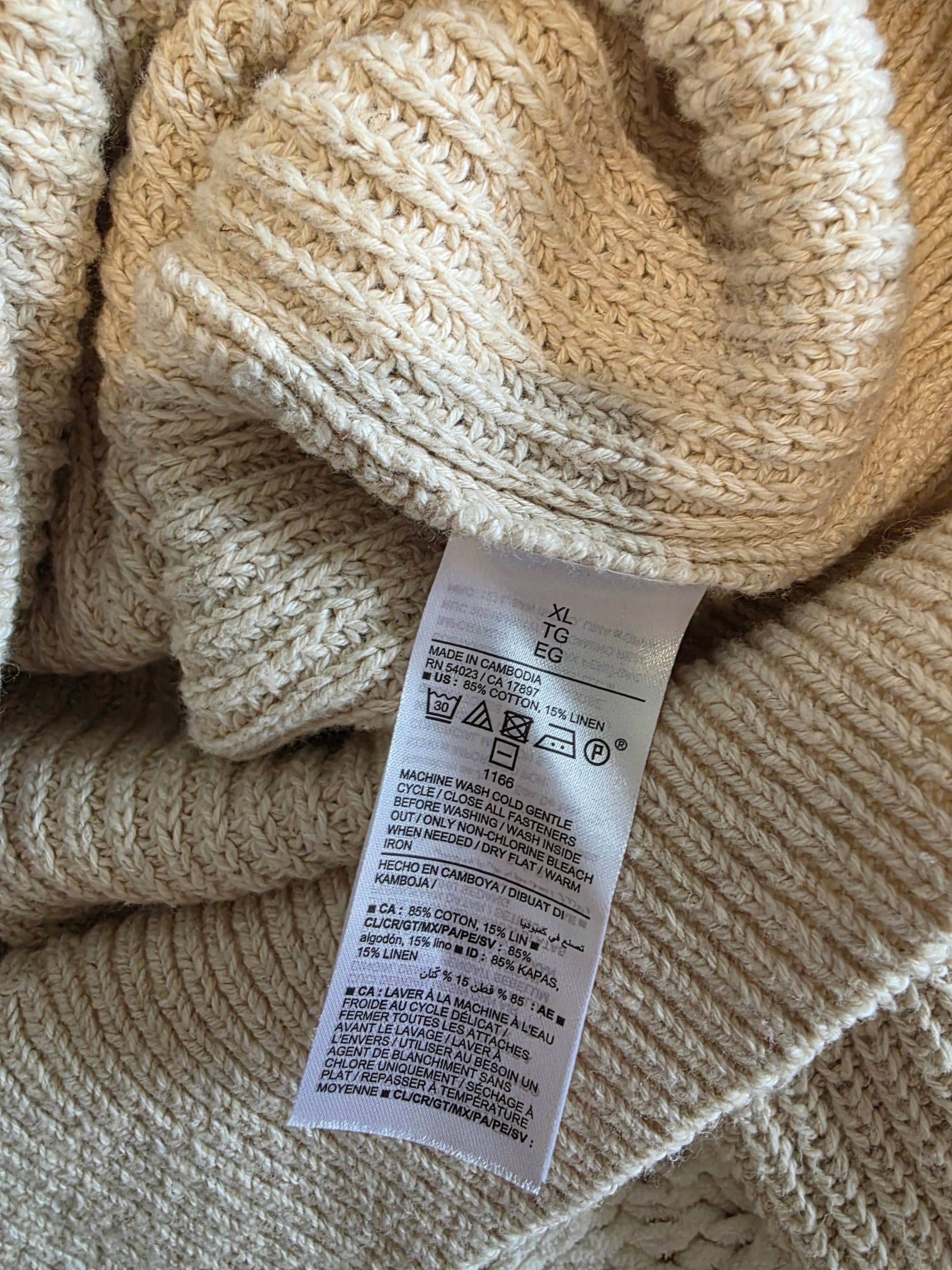 Cotton Linen Cardigan Sweater (XL)