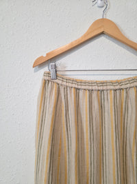 Flax Linen Striped Maxi Skirt (M)