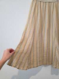 Flax Linen Striped Maxi Skirt (M)