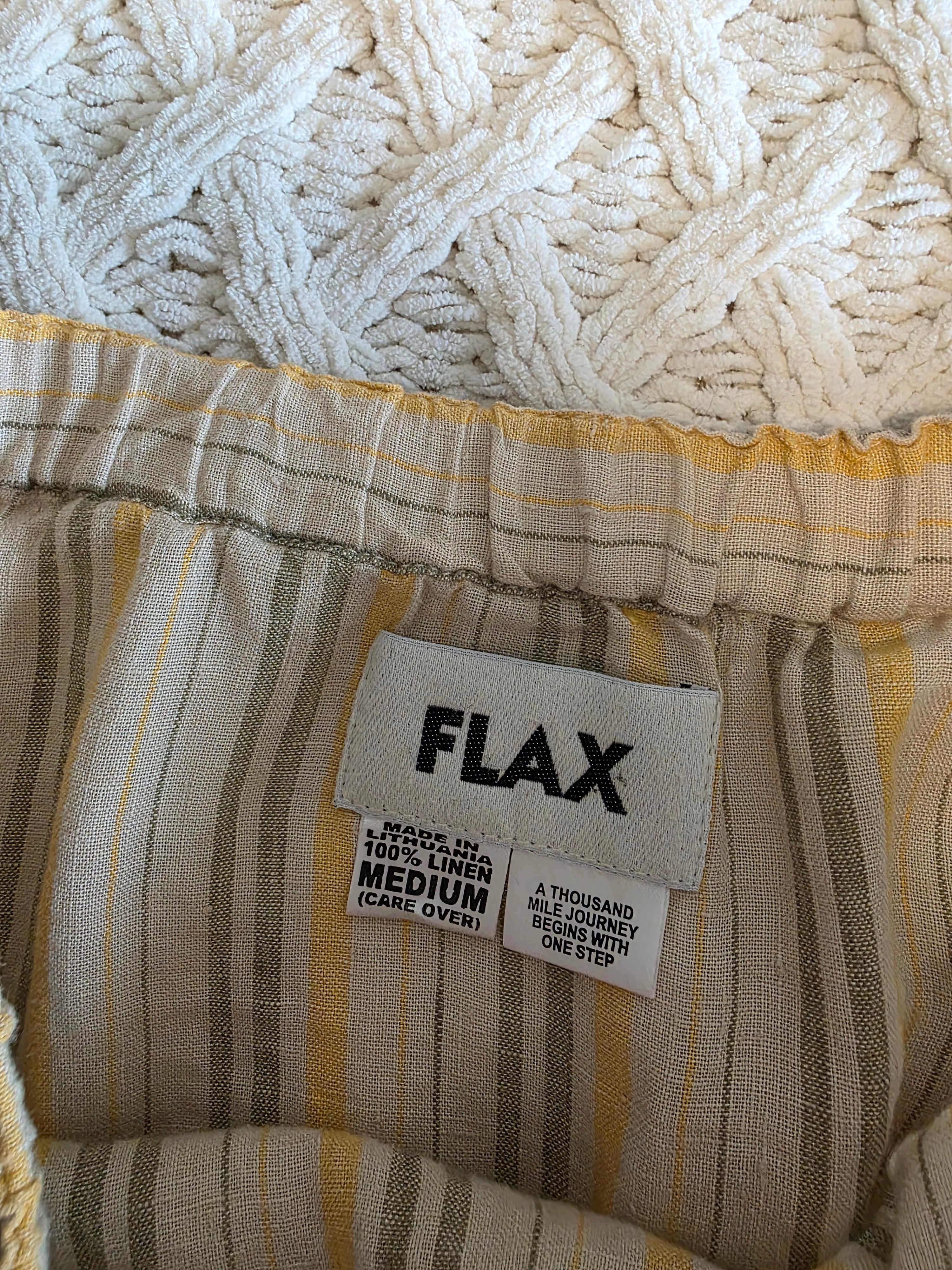 Flax Linen Striped Maxi Skirt (M)