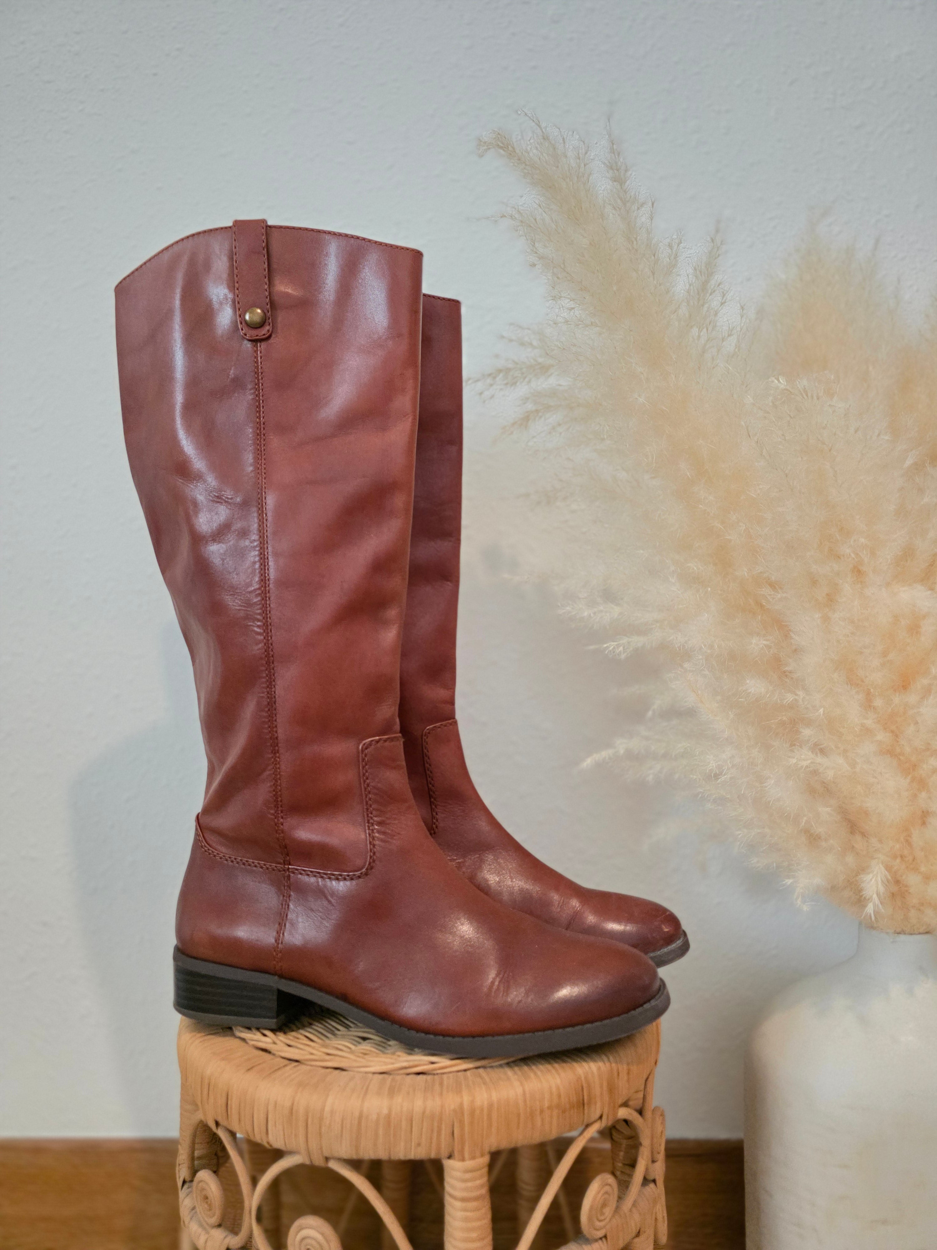 Cognac Tall Leather Riding Boots (11)