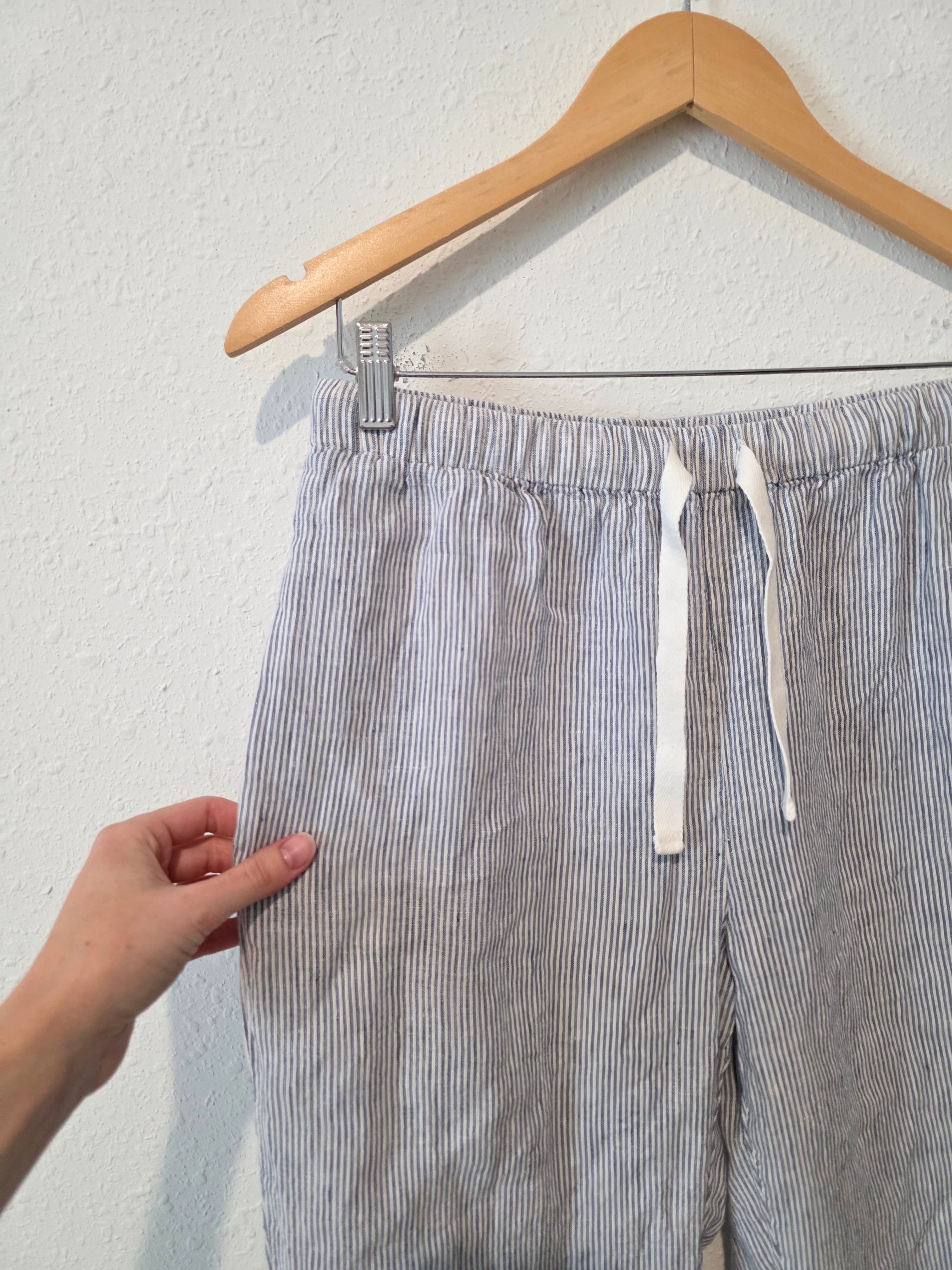 Quince Pinstriped Linen Pants (S)