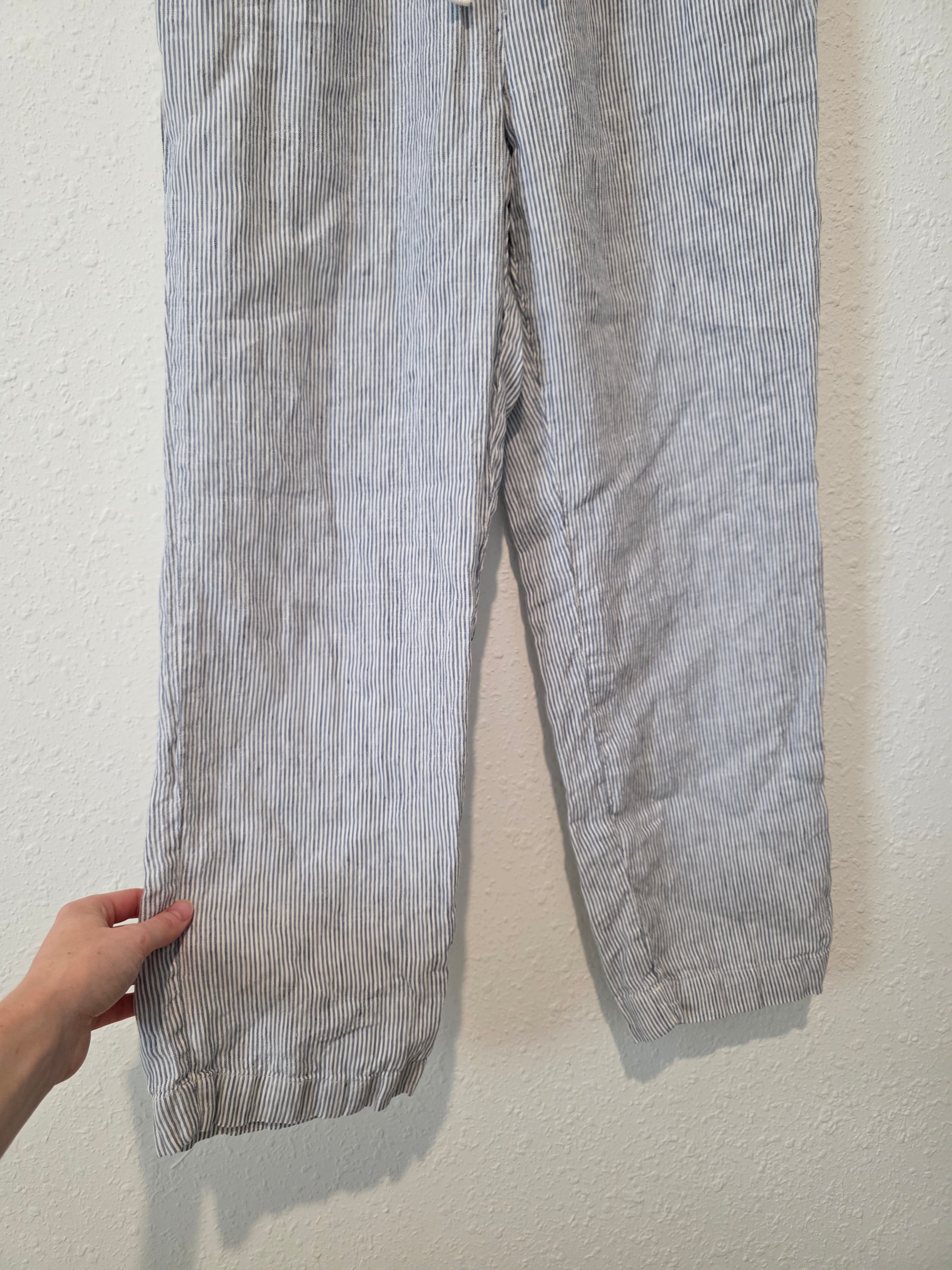 Quince Pinstriped Linen Pants (S)