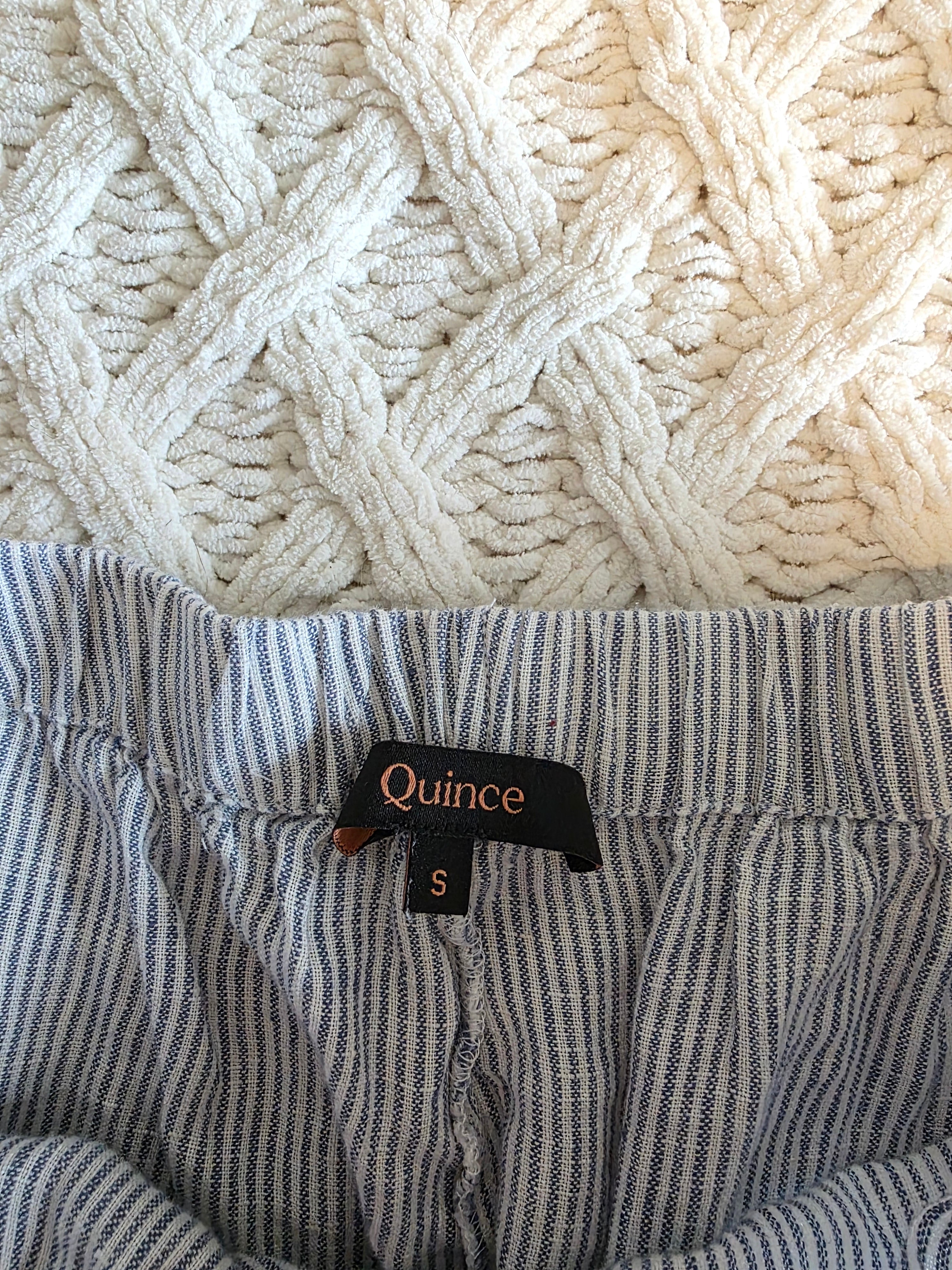 Quince Pinstriped Linen Pants (S)