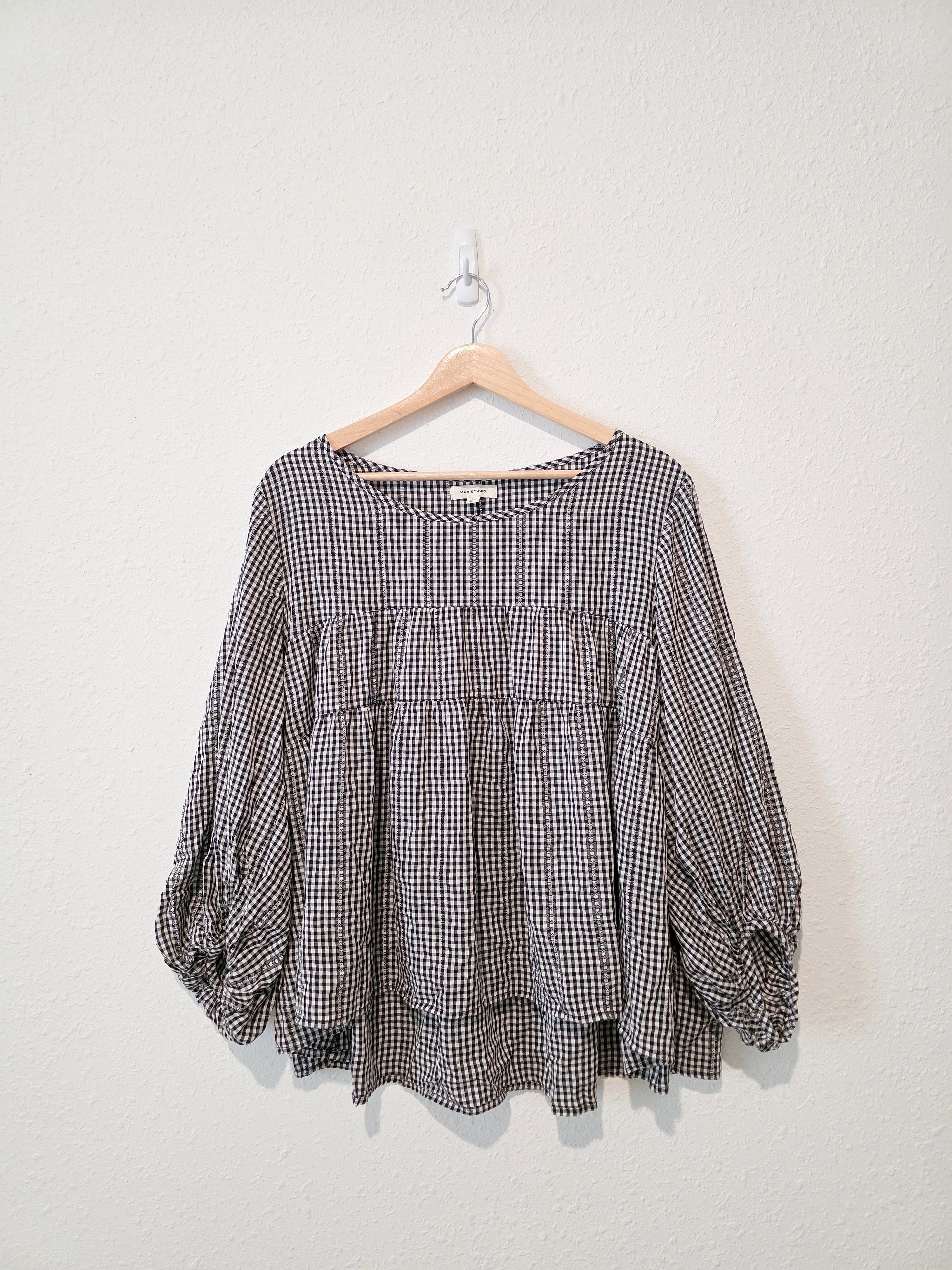 Gingham Puff Sleeve Top (L)
