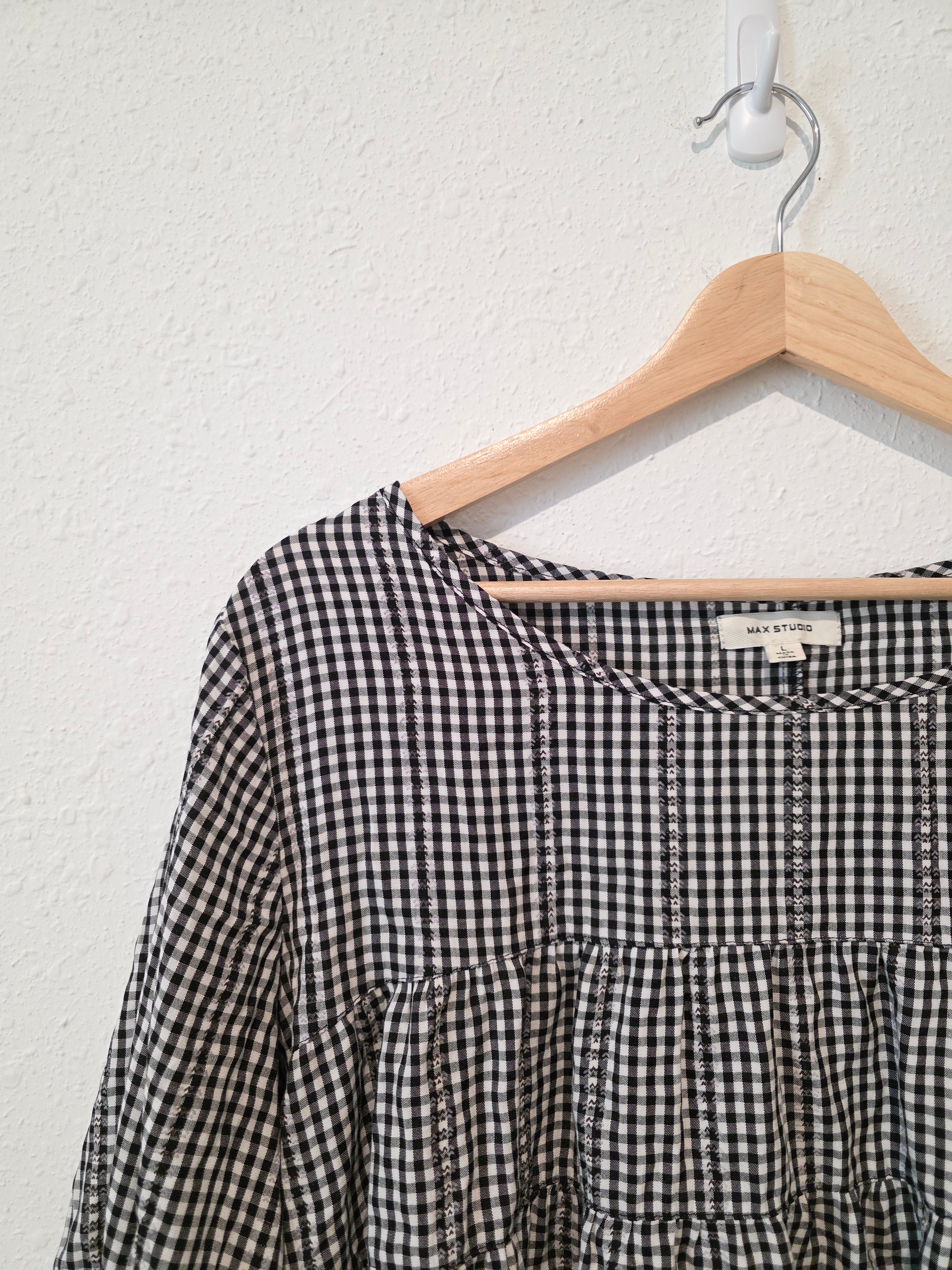 Gingham Puff Sleeve Top (L)