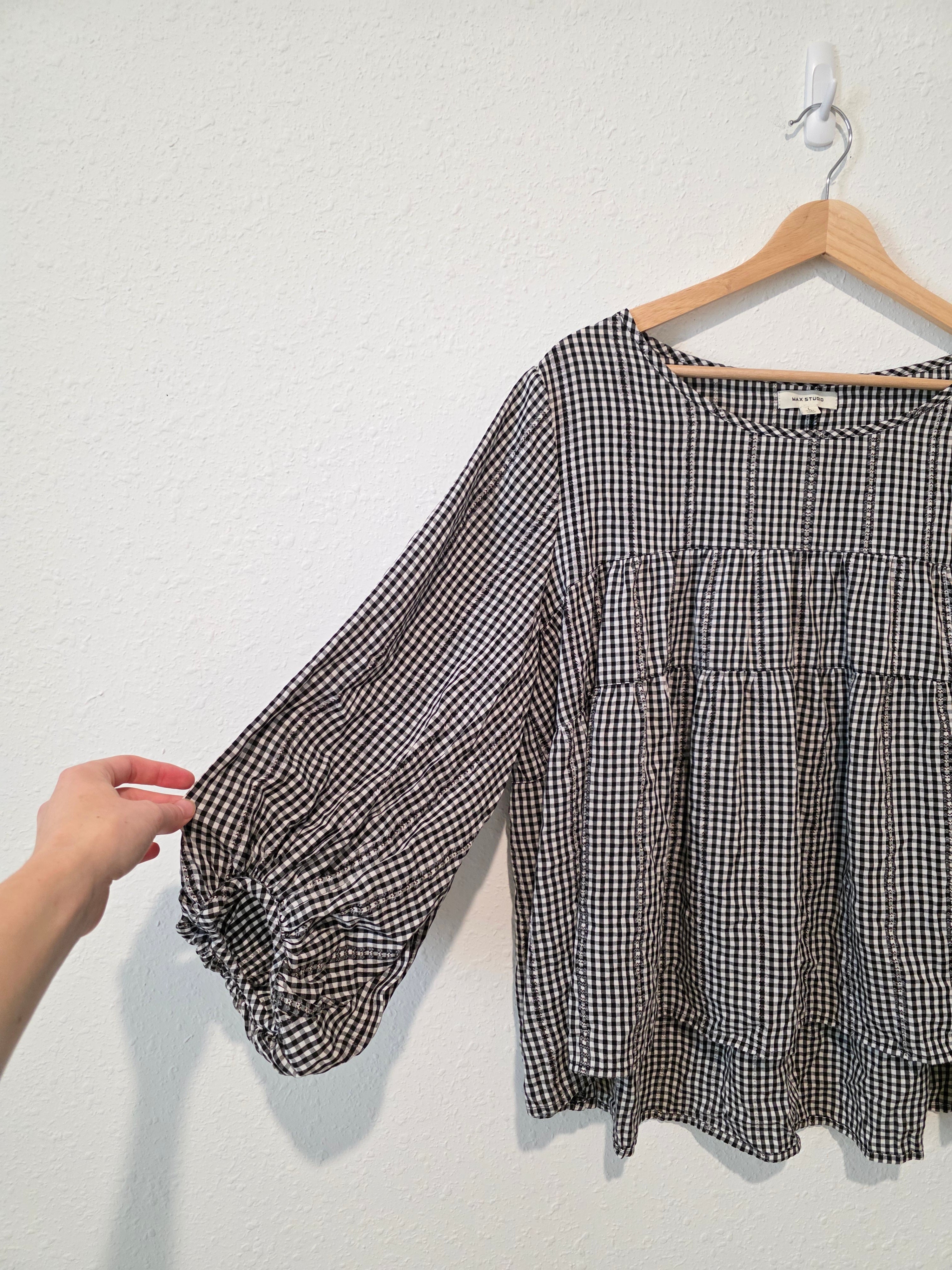 Gingham Puff Sleeve Top (L)