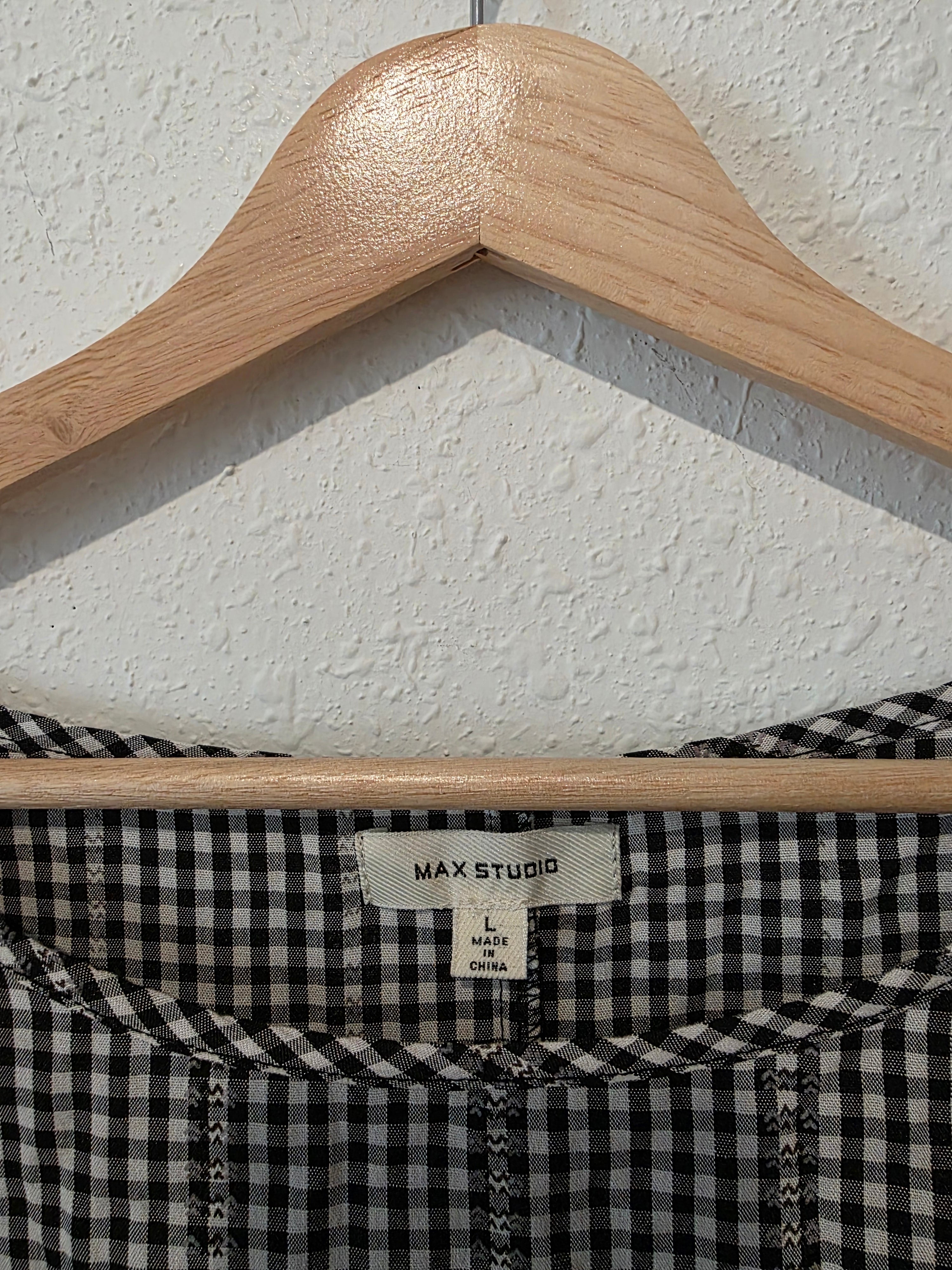 Gingham Puff Sleeve Top (L)