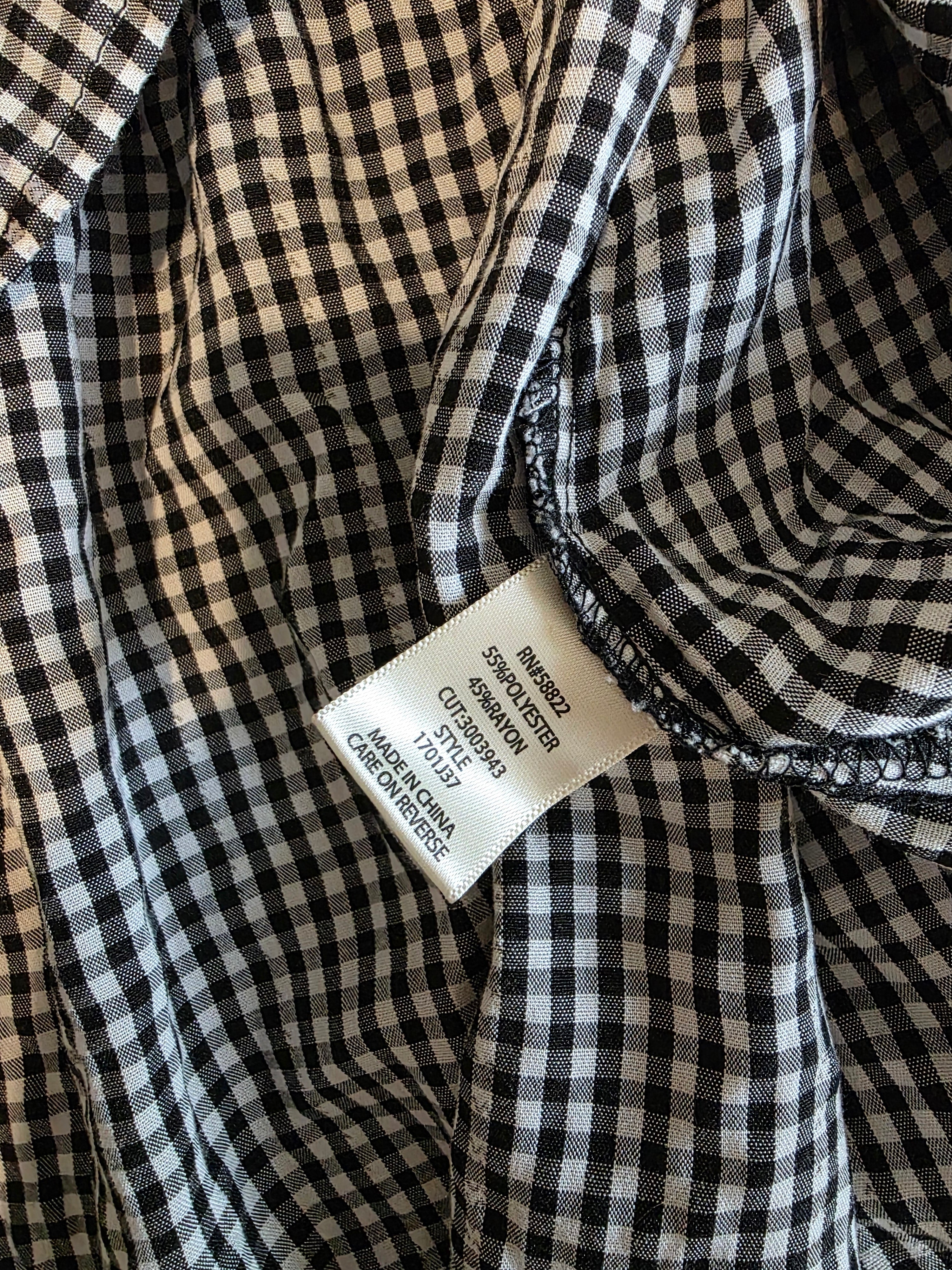 Gingham Puff Sleeve Top (L)