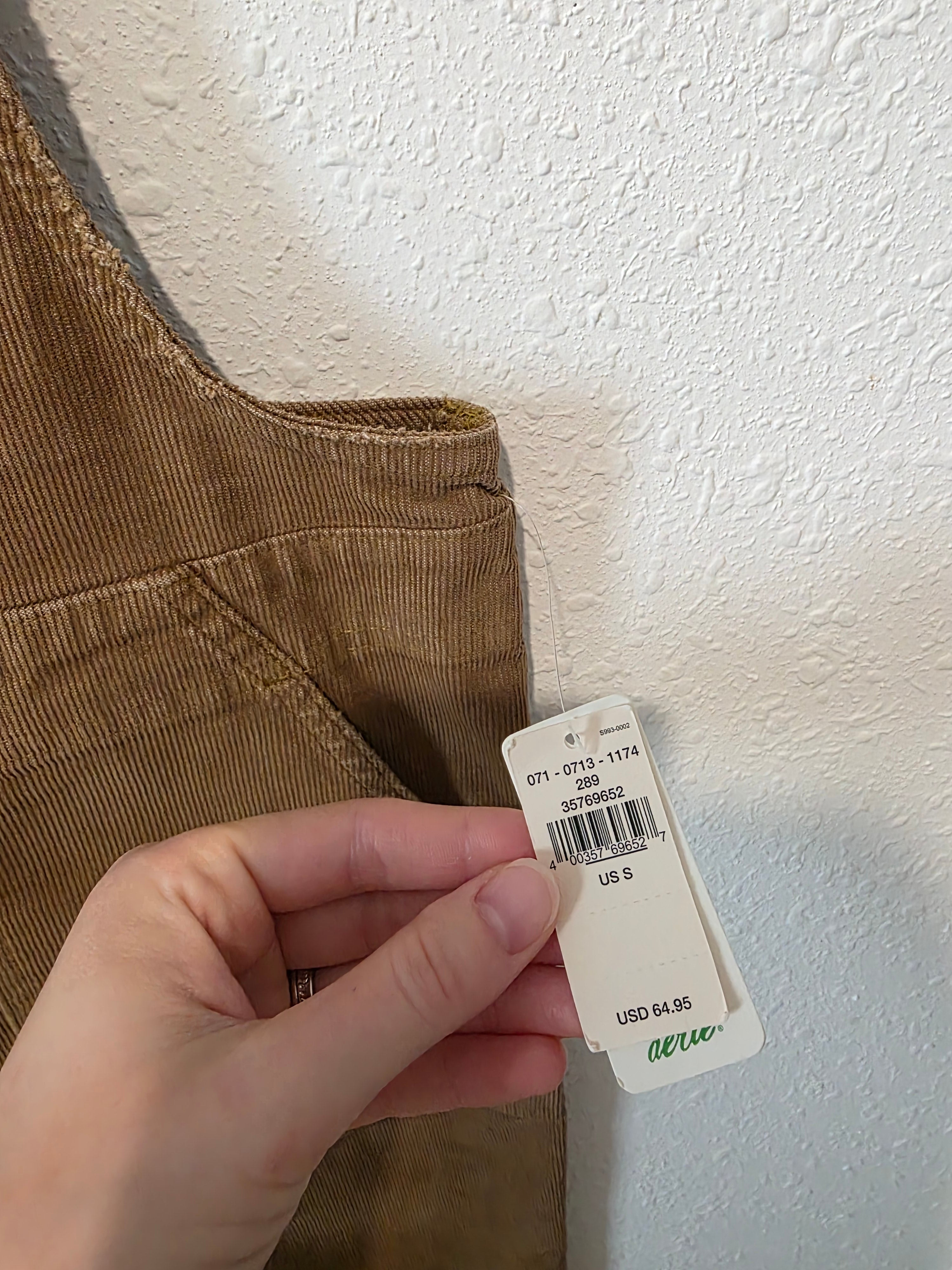 NEW Aerie Brown Corduroy Overalls (S)