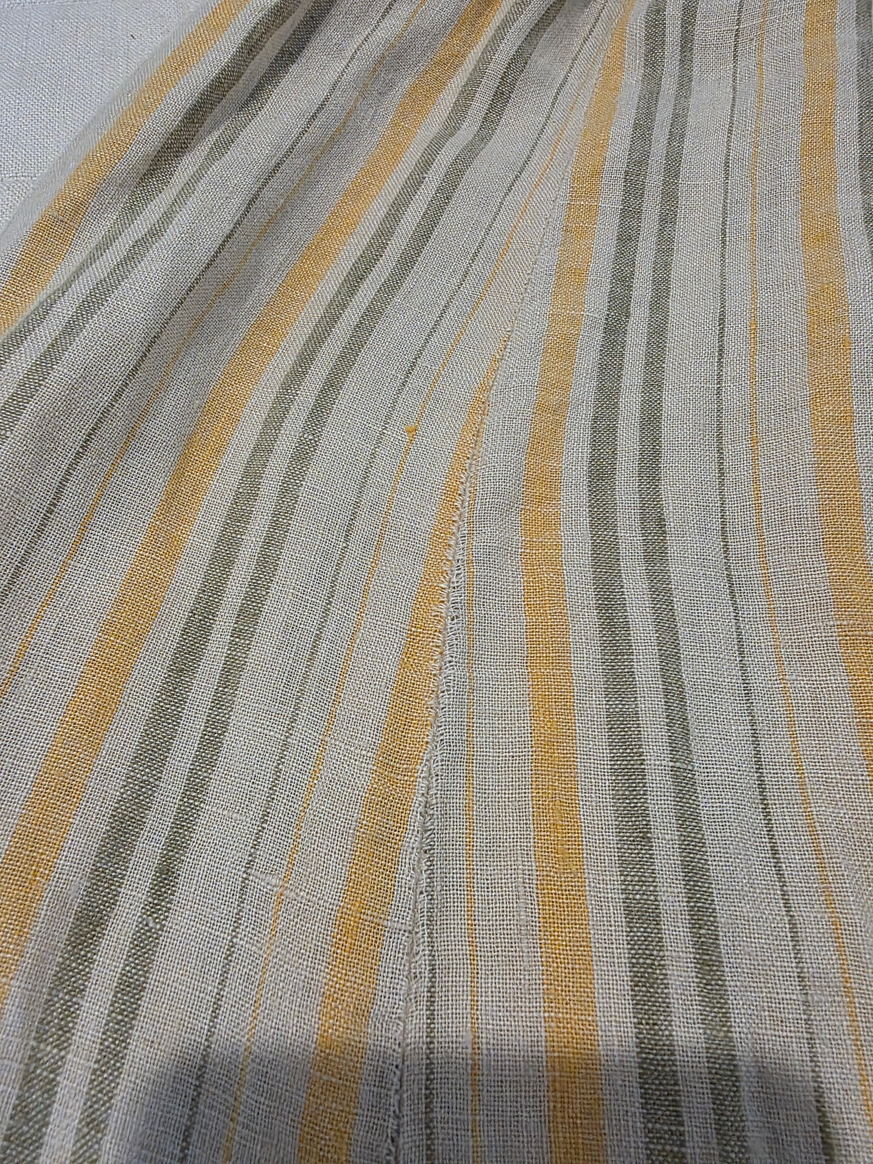 Flax Linen Striped Maxi Skirt (M)