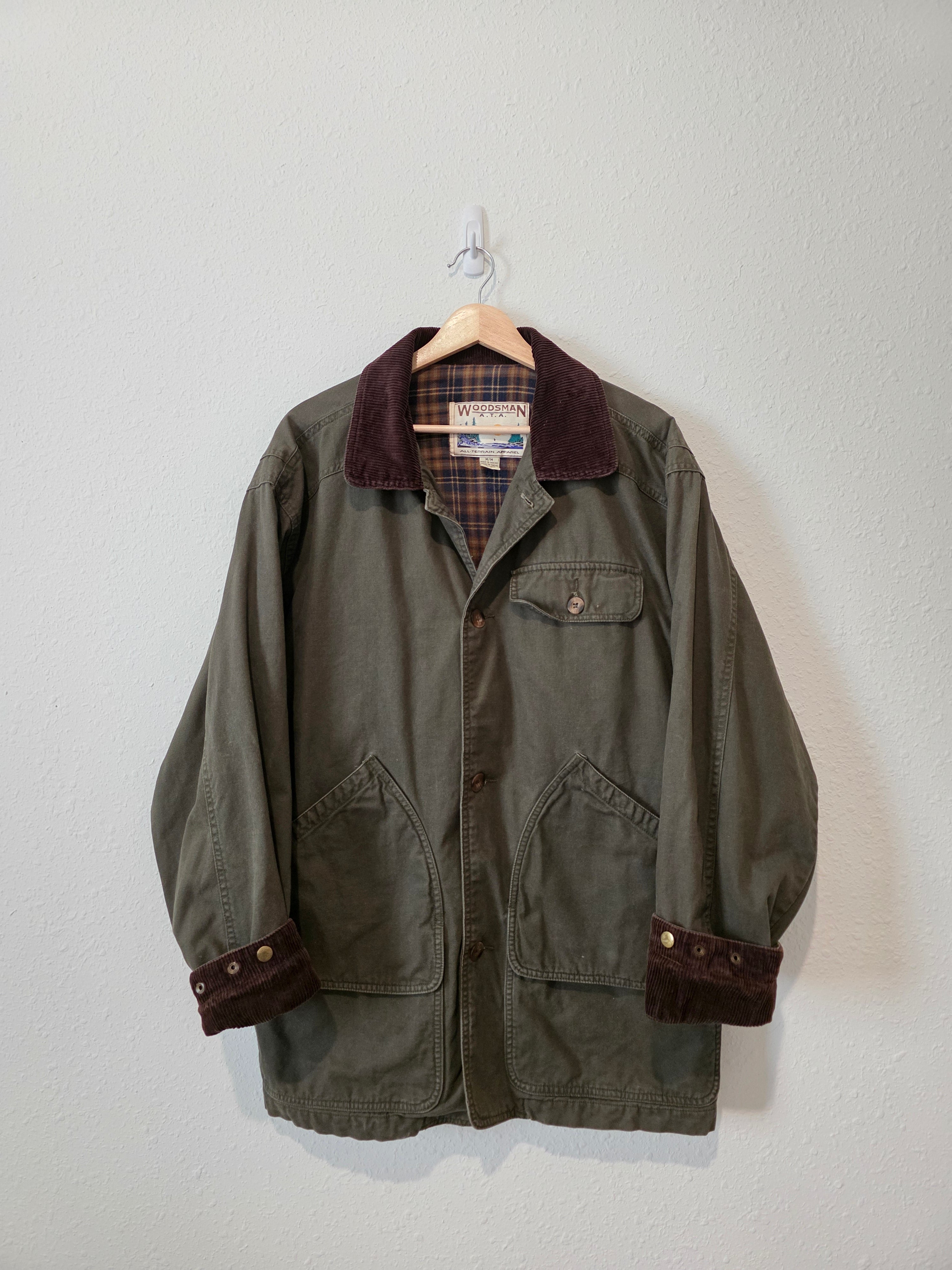 Vintage Olive Corduroy Collar Barn Coat (M)