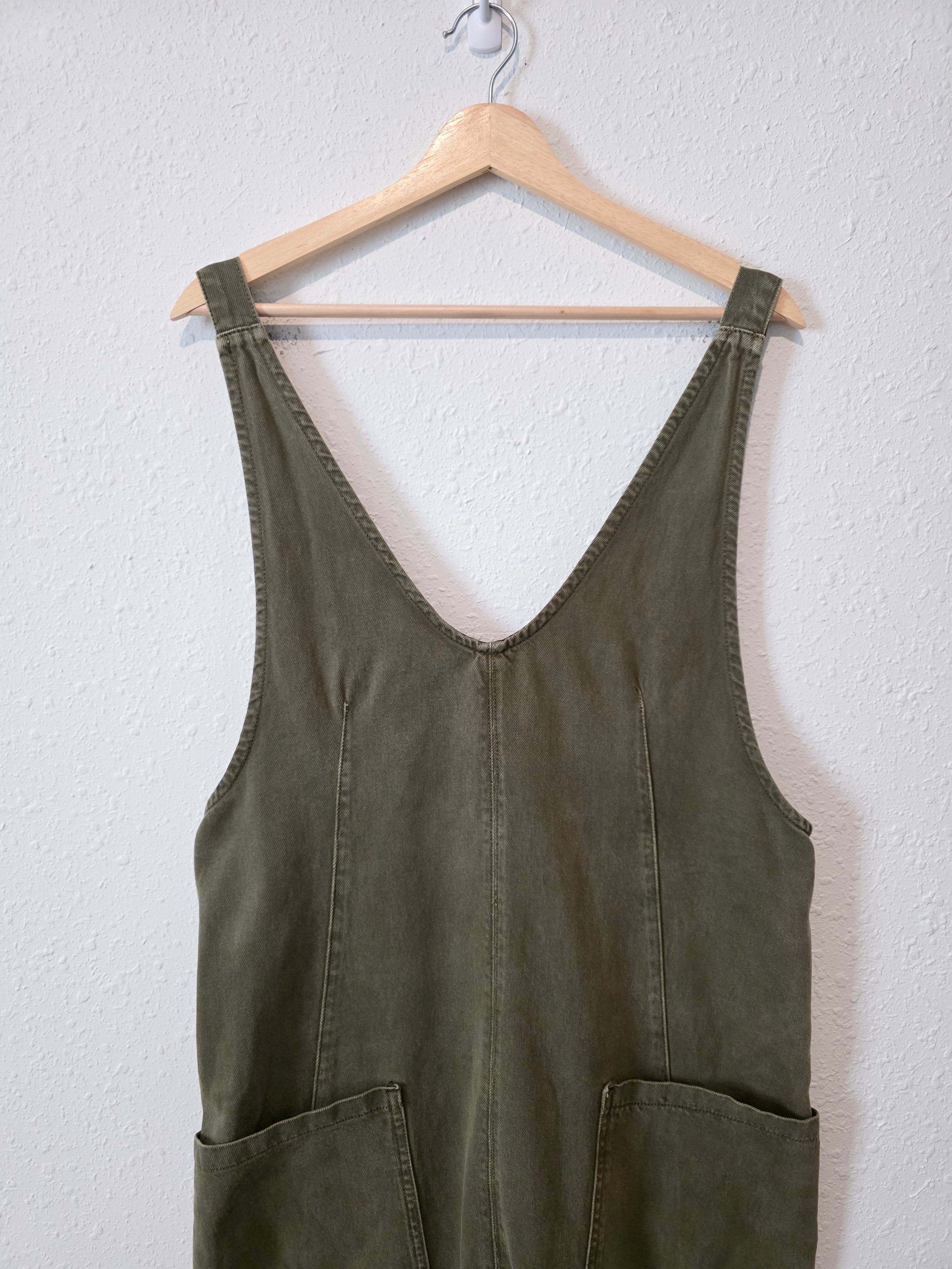 Free People Olive Jumpsuit Overalls (S)
