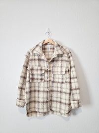 Sadie & Sage Neutral Plaid Shirt Jacket (S)