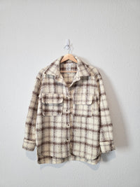 Sadie & Sage Neutral Plaid Shirt Jacket (S)