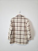 Sadie & Sage Neutral Plaid Shirt Jacket (S)