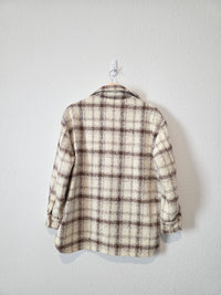 Sadie & Sage Neutral Plaid Shirt Jacket (S)