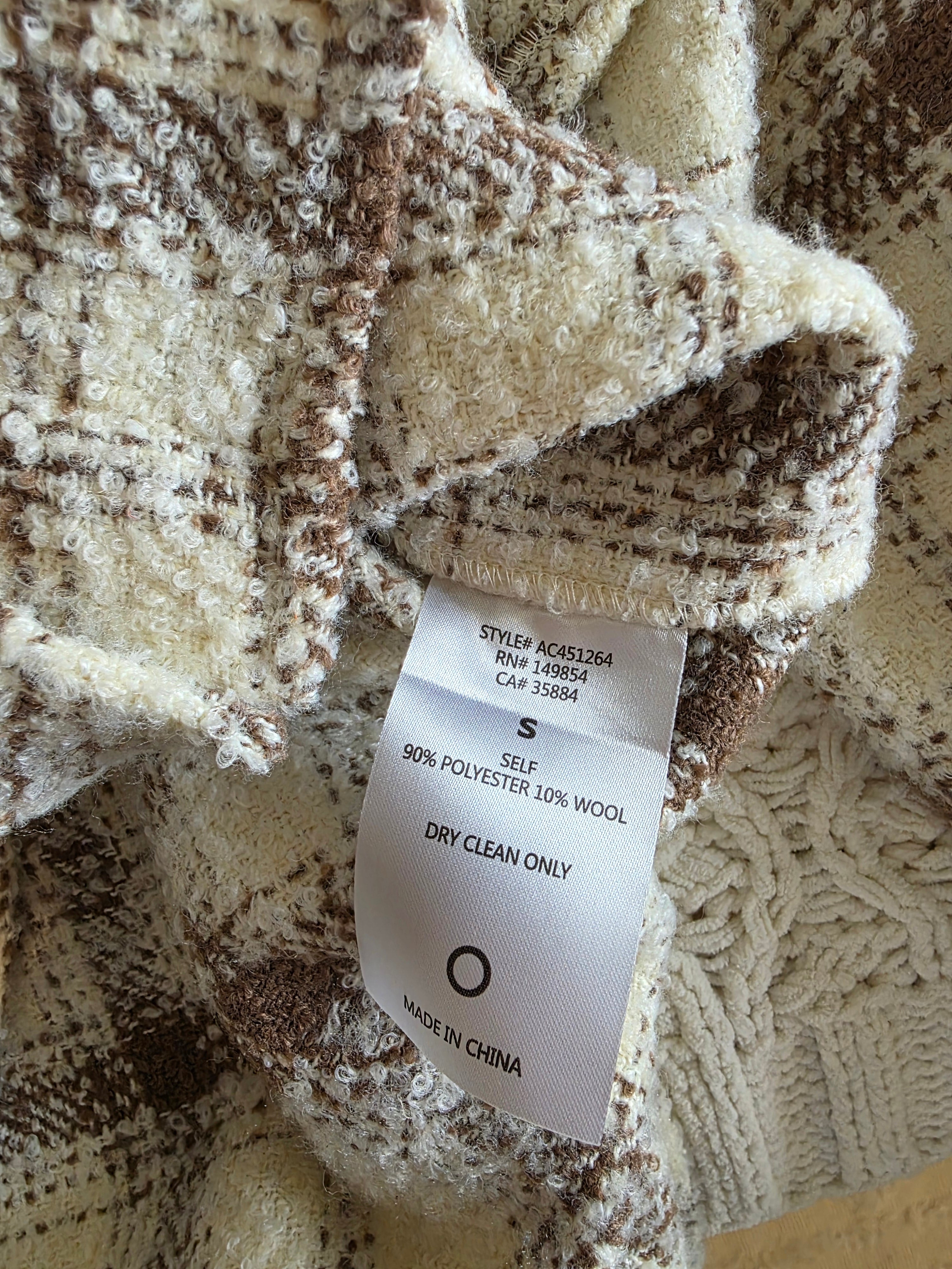 Sadie & Sage Neutral Plaid Shirt Jacket (S)