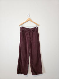 Chocolate Brown Wide Leg Cord Jeans (29)