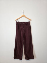 Chocolate Brown Wide Leg Cord Jeans (29)