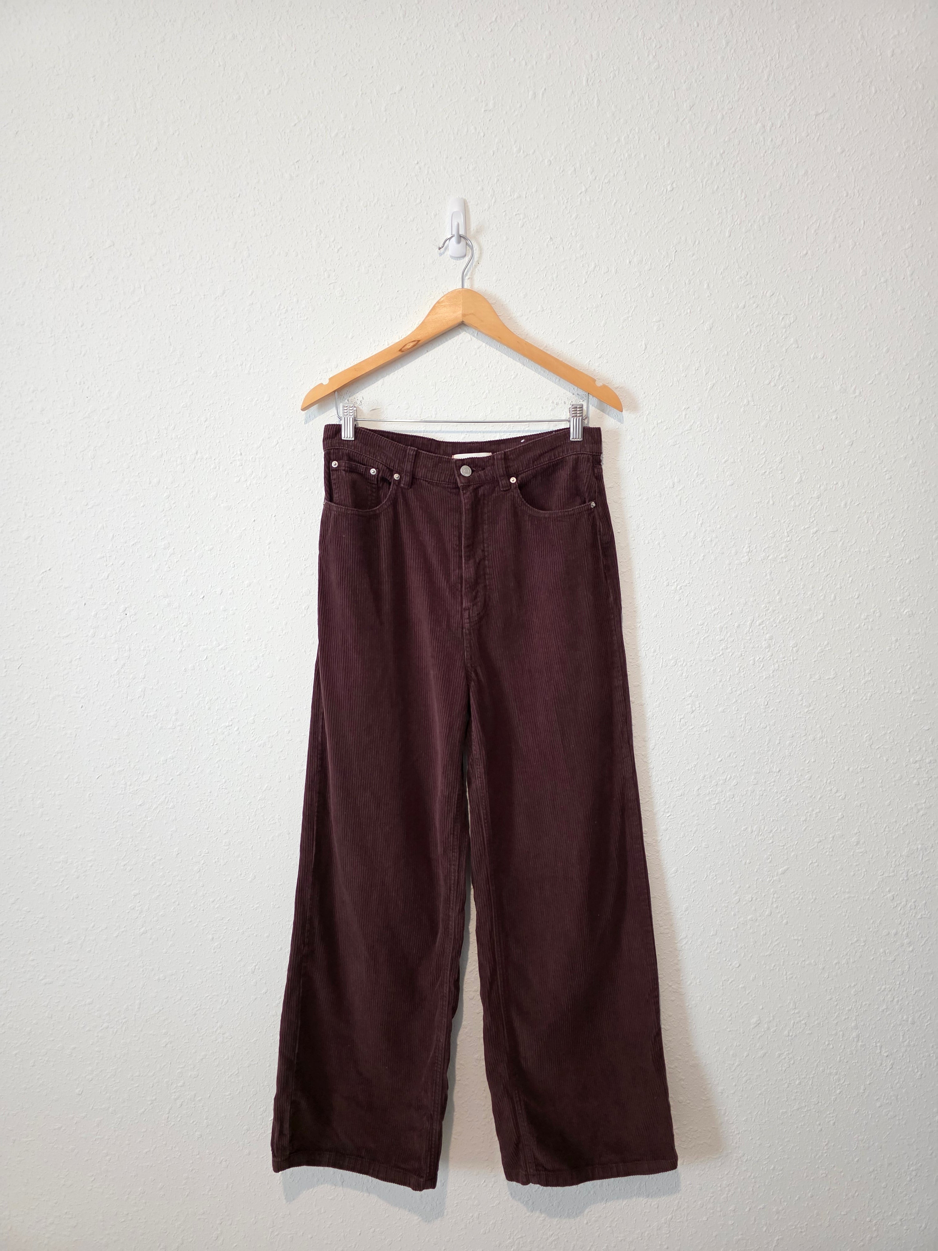 Chocolate Brown Wide Leg Cord Jeans (29)