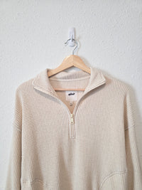 Aerie Oat Waffle Quarter Zip (S)
