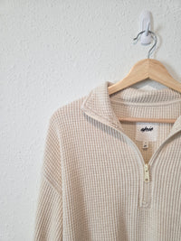 Aerie Oat Waffle Quarter Zip (S)