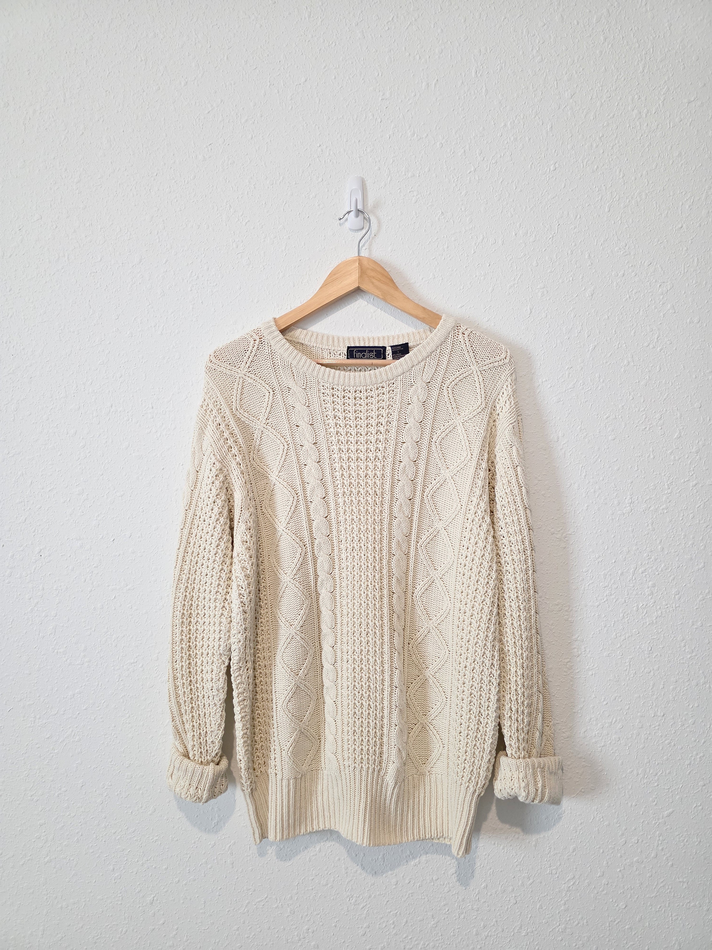 Vintage Linen Cotton Cable Knit Sweater (S)