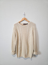 Vintage Linen Cotton Cable Knit Sweater (S)