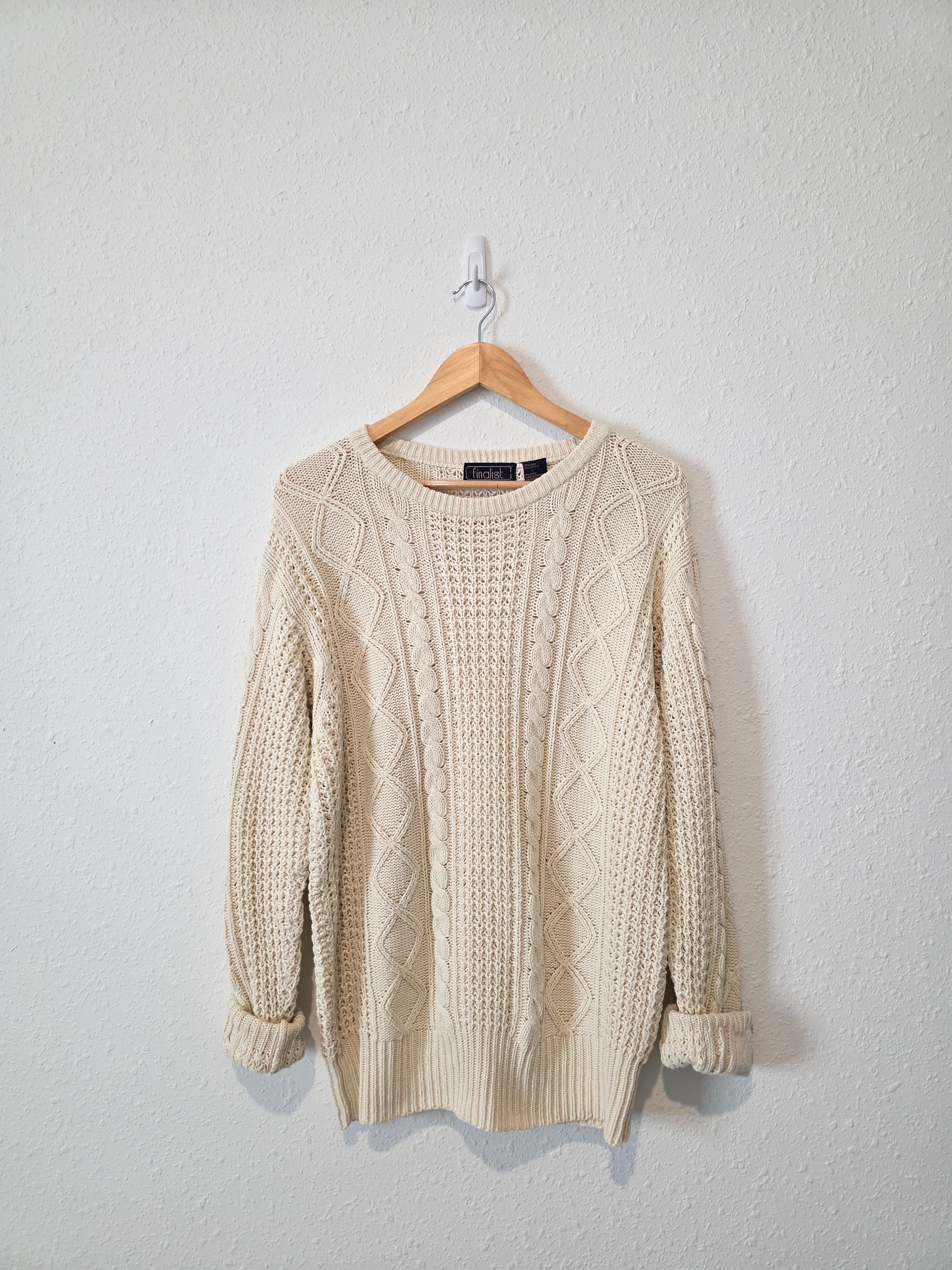 Vintage Linen Cotton Cable Knit Sweater (S)