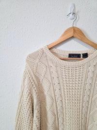 Vintage Linen Cotton Cable Knit Sweater (S)