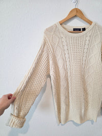 Vintage Linen Cotton Cable Knit Sweater (S)
