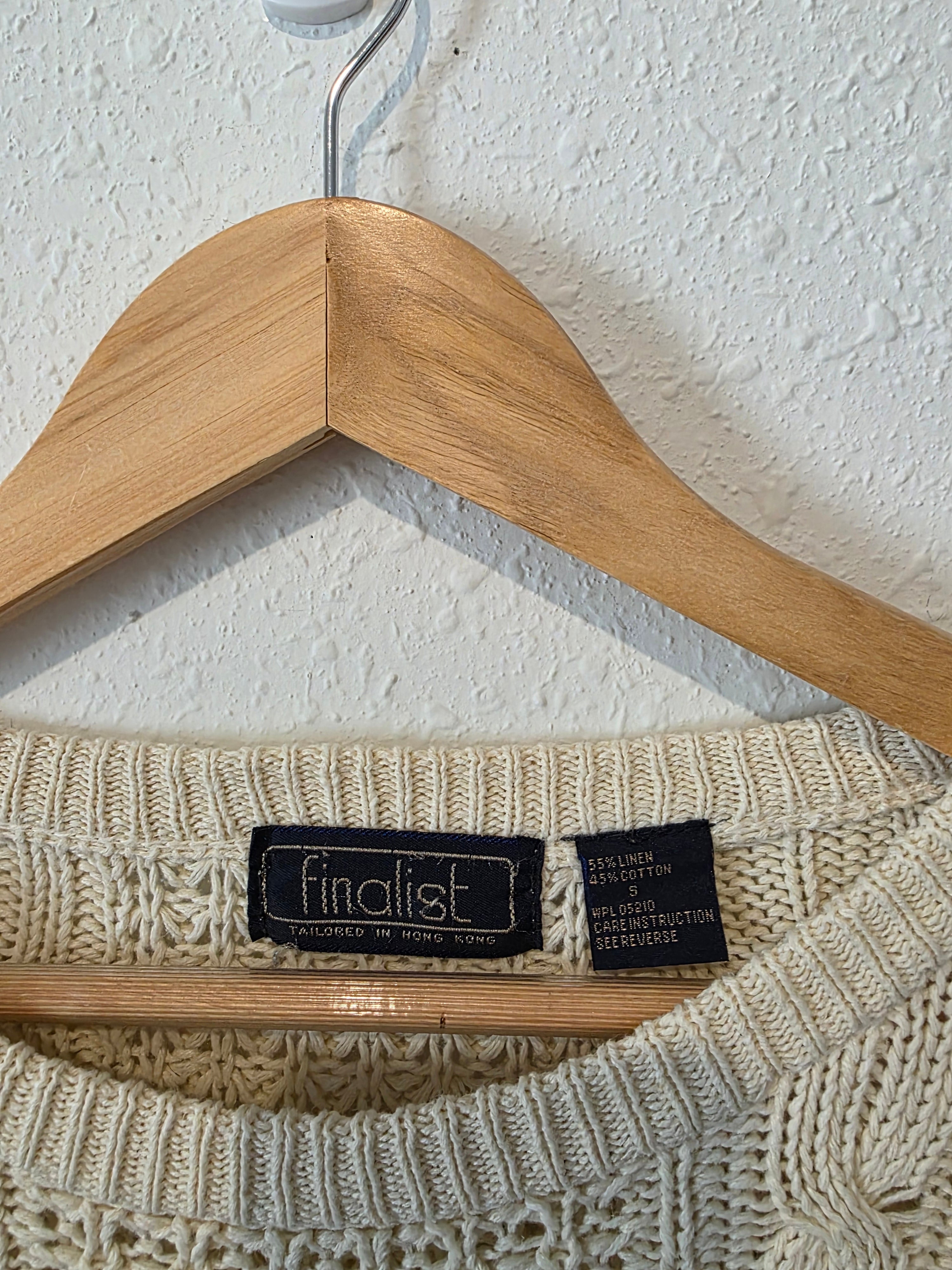 Vintage Linen Cotton Cable Knit Sweater (S)