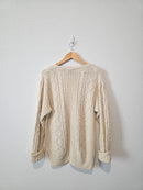 Vintage Linen Cotton Cable Knit Sweater (S)