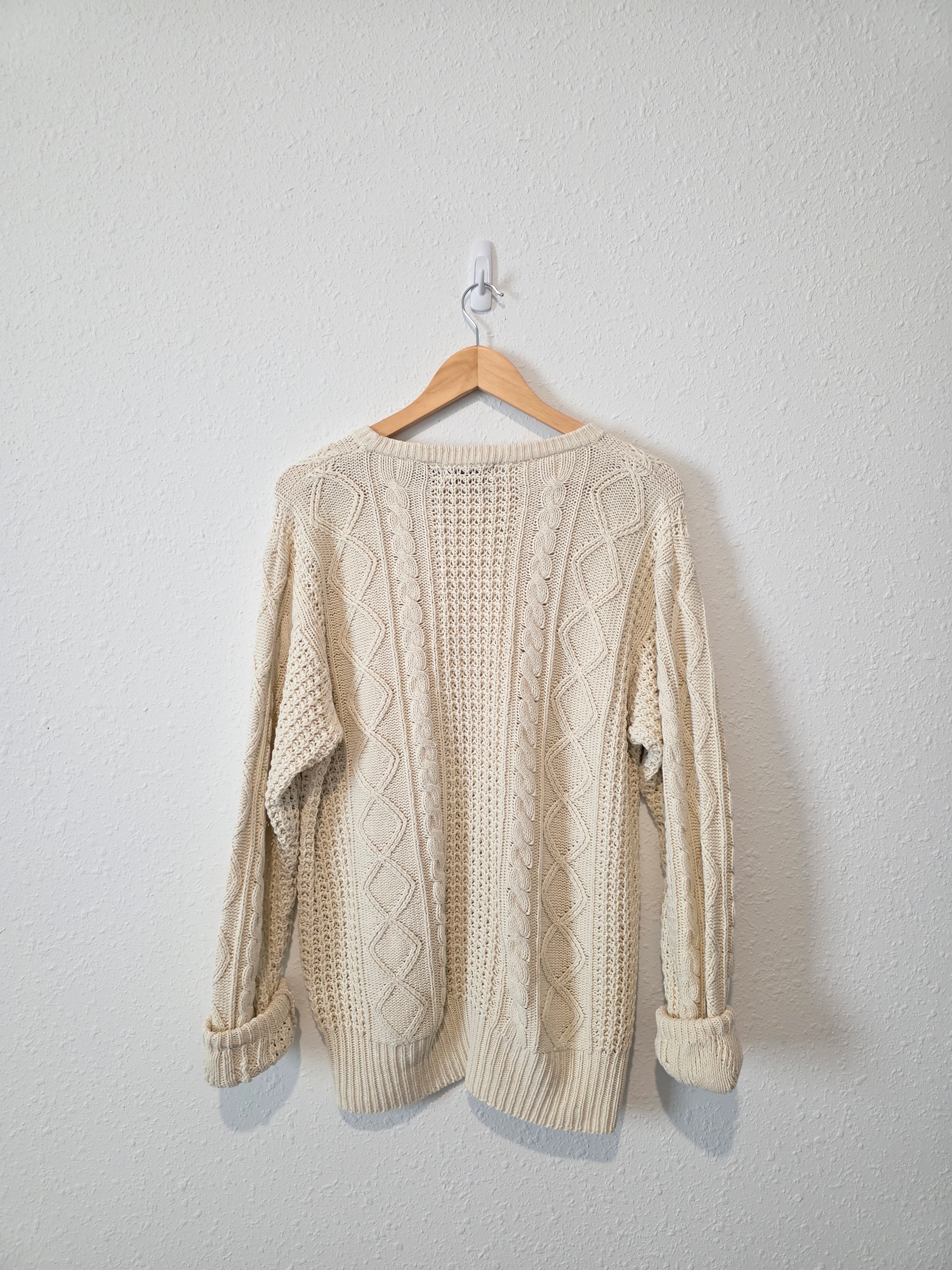 Vintage Linen Cotton Cable Knit Sweater (S)