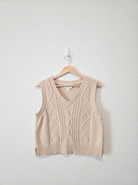 Neutral Cable Knit Sweater Vest (M)