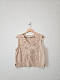 Neutral Cable Knit Sweater Vest (M)