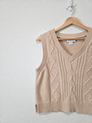 Neutral Cable Knit Sweater Vest (M)